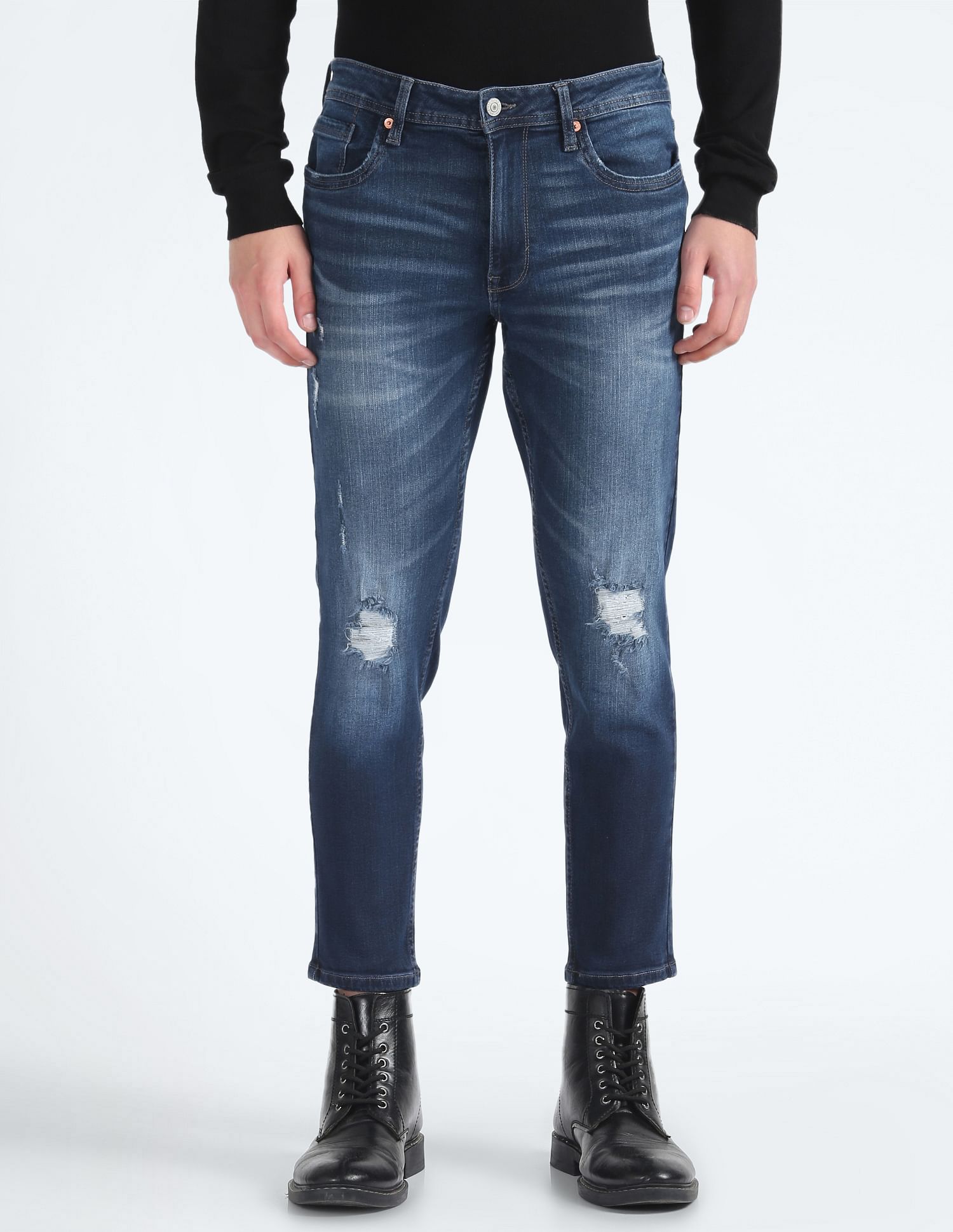Flying Machine Mid Rise Mankle Slim Tapered Jeans