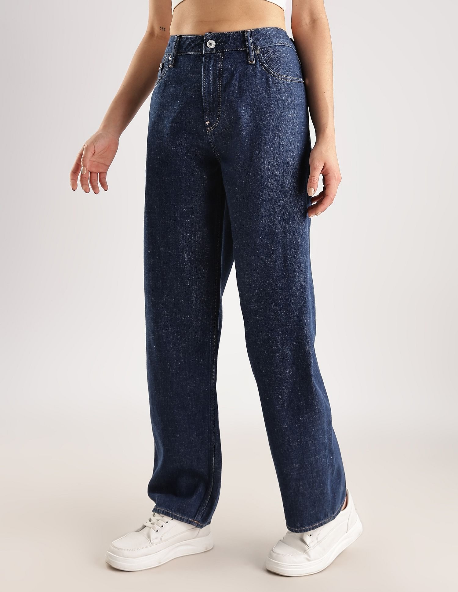 Calvin Klein Jeans Cotton Straight-Fit High Rise Jeans