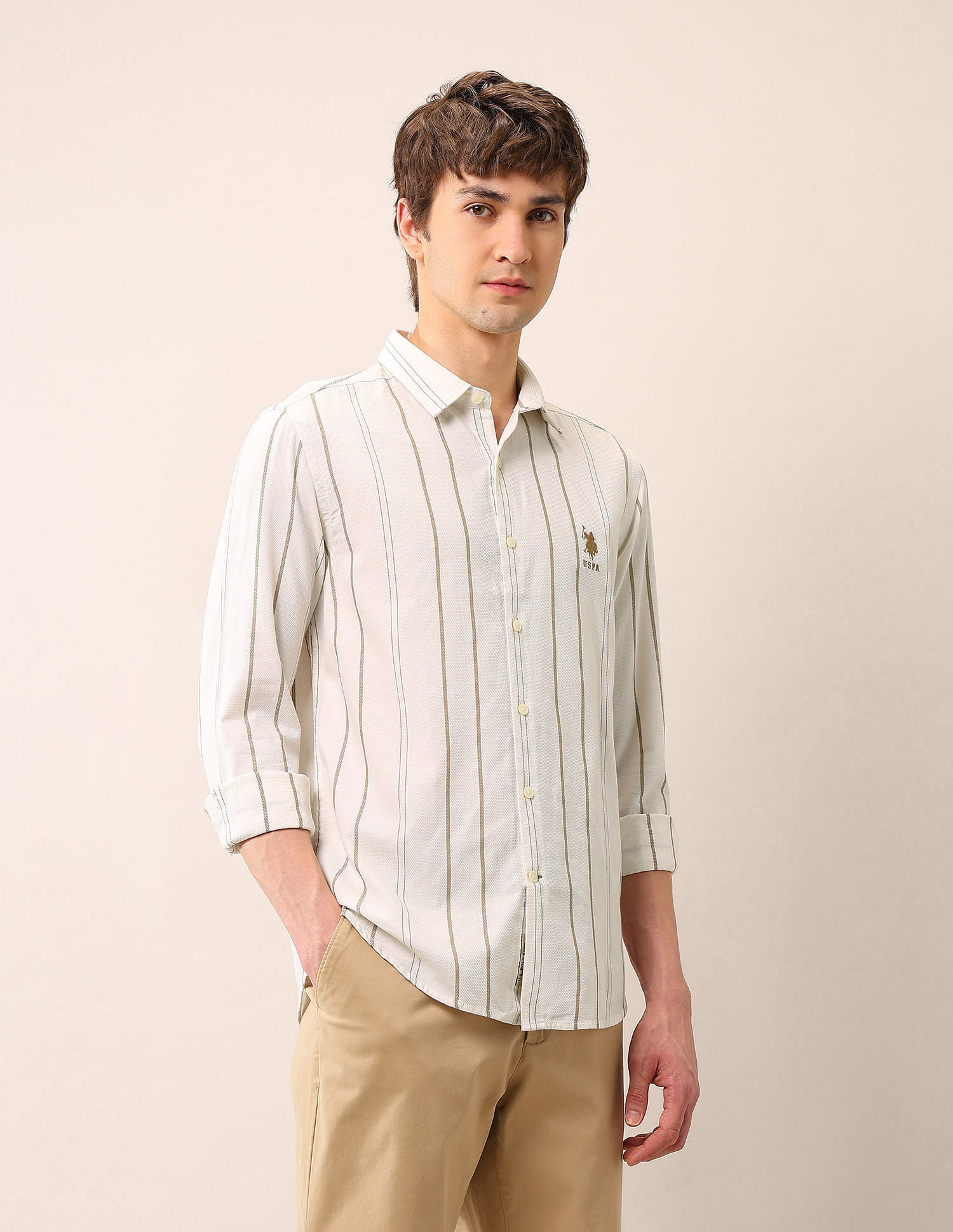 U.S. Polo Assn. Denim Co. Vertical Striped Dobby Shirt