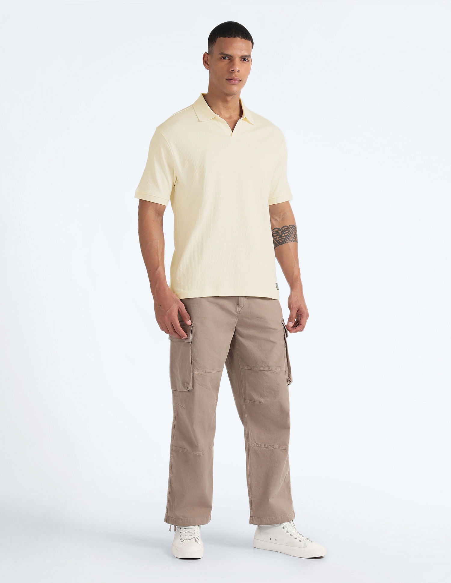 Flying Machine Open Placket Relaxed Polo Shirt