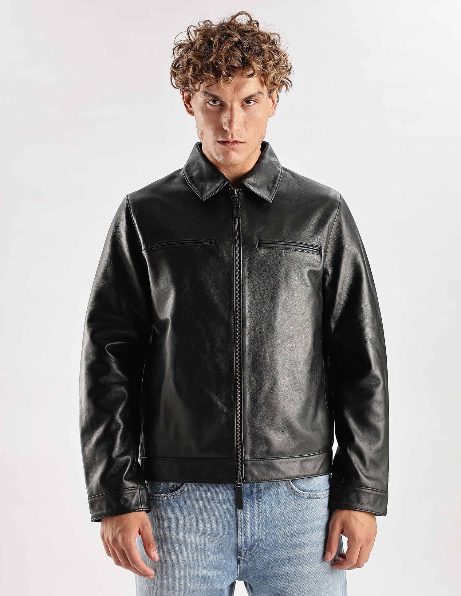 Buy Calvin Klein Jeans Solid Regular-Fit Leather Jacket - NNNOW.com