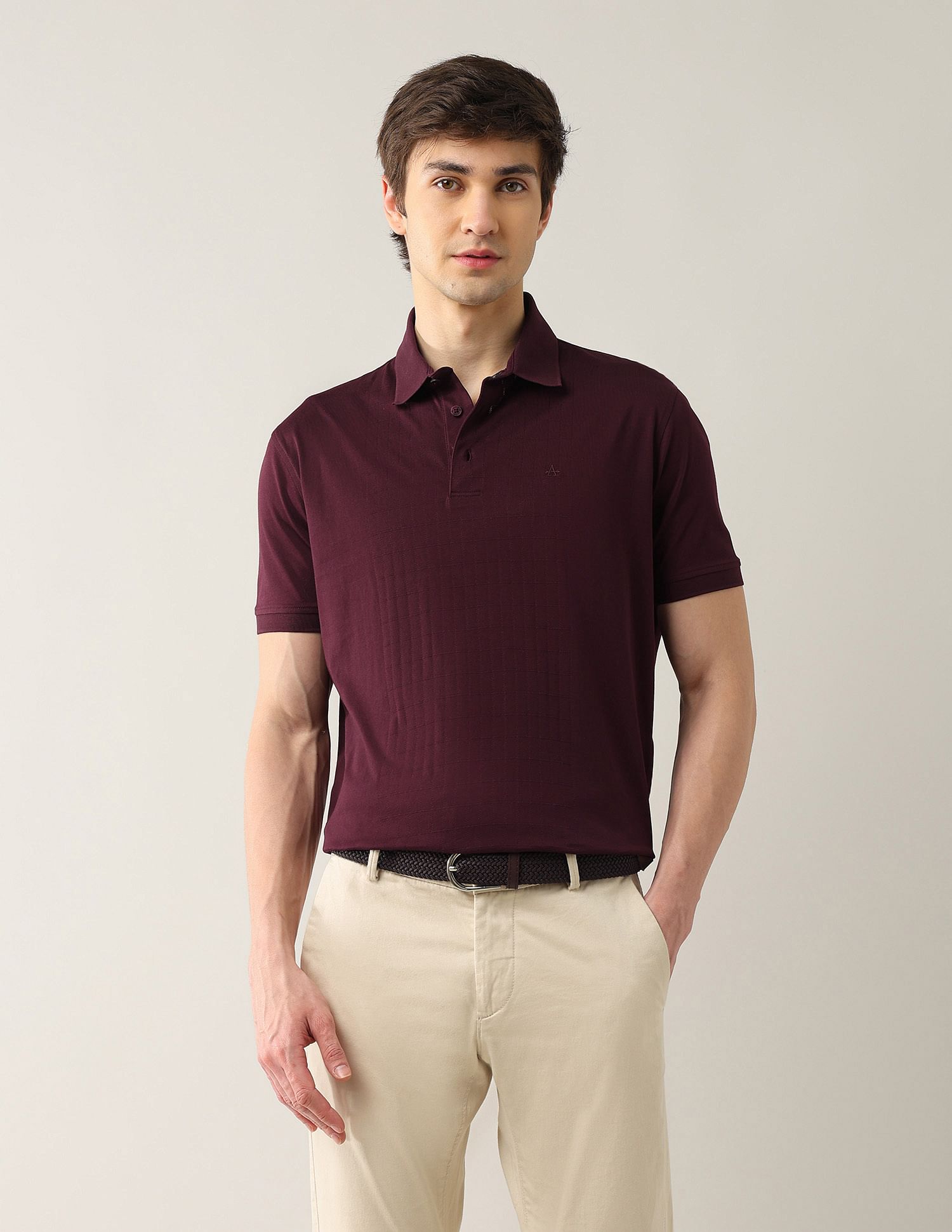 Arrow Textured Pure Cotton Night Is Young Polo Shirt