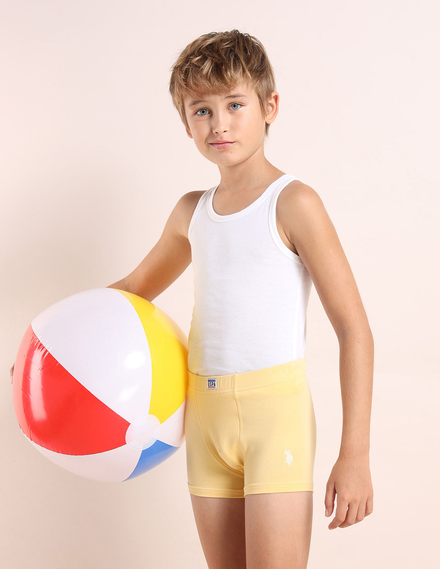 USPA Innerwear Boys Cotton Spandex Solid Trunks - Pack Of 3