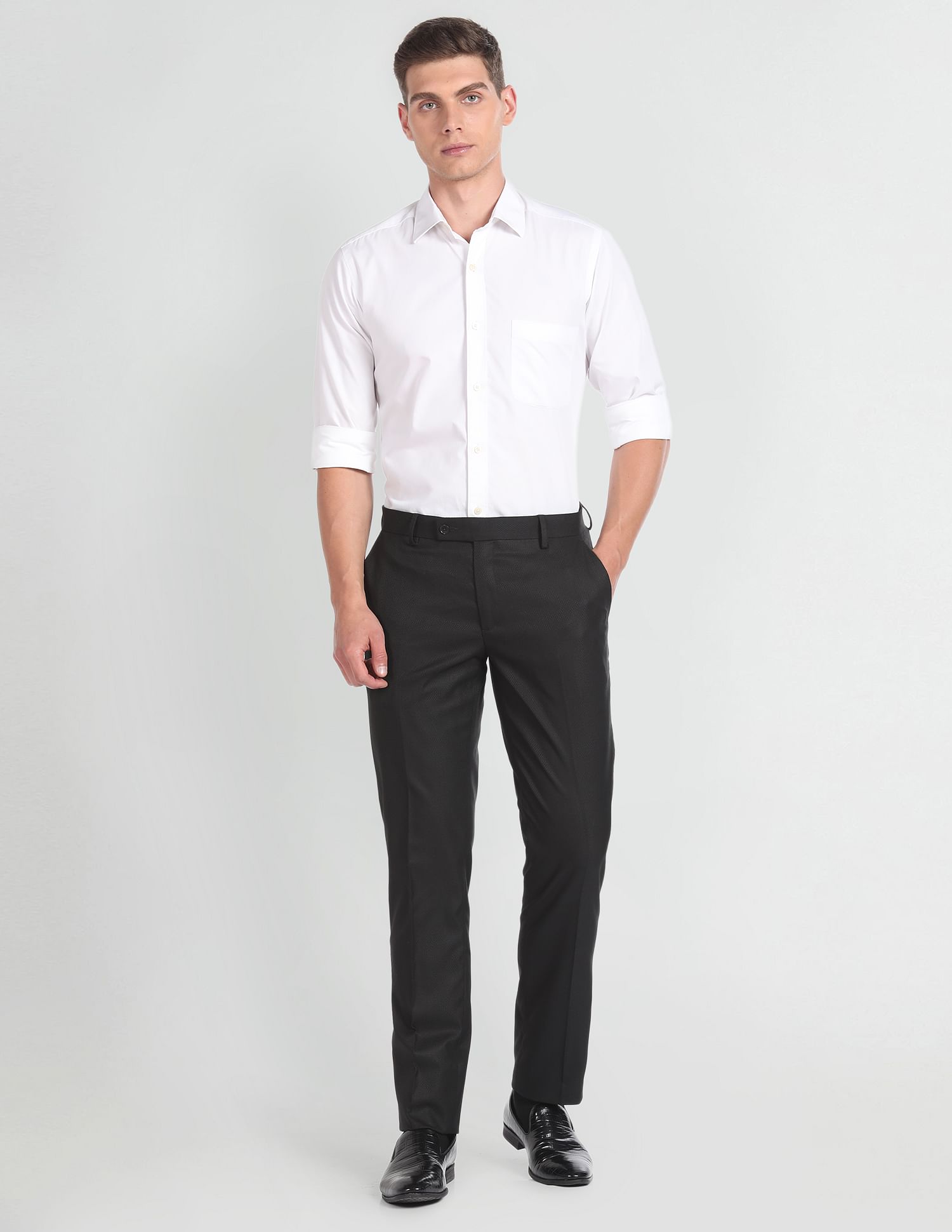 Arrow Newyork Geometric Weave Formal Trousers