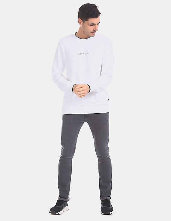 calvin klein white sweatshirt mens