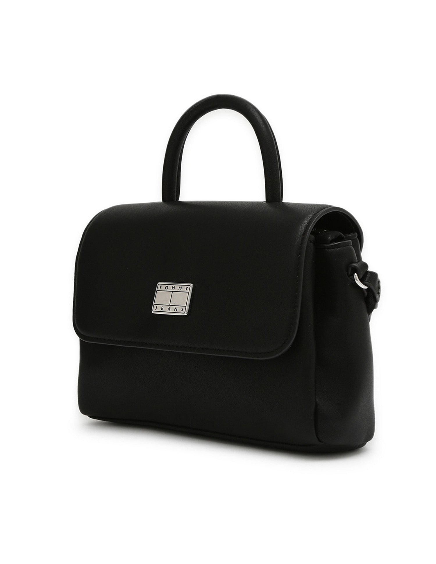Tommy Hilfiger Solid Black Pu Handbags