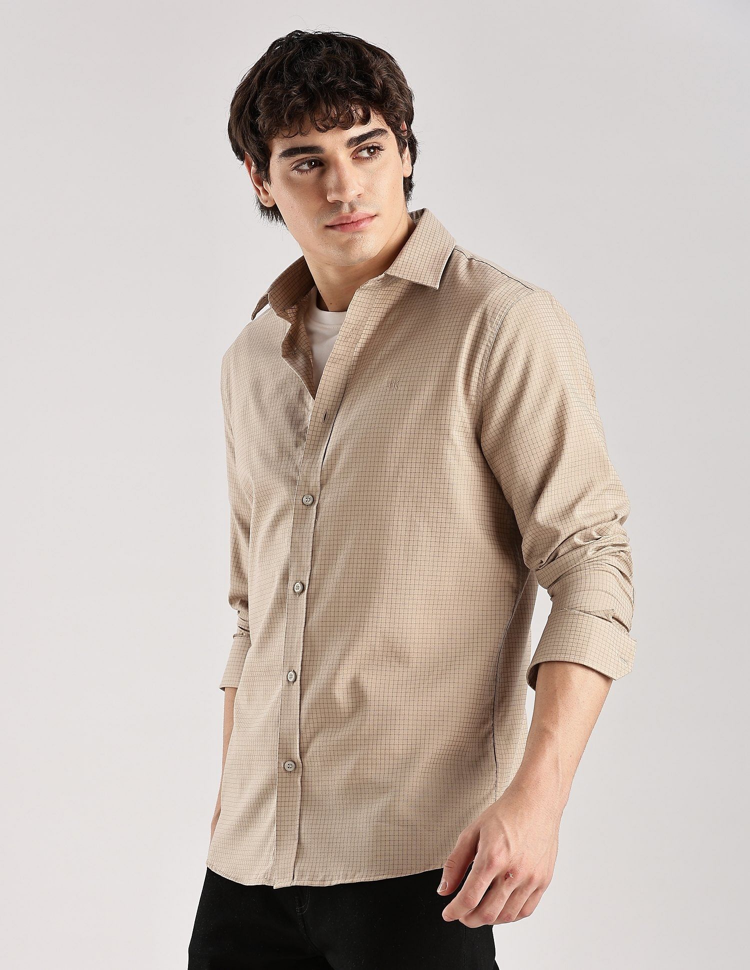 Calvin Klein Jeans Checks Slim-Fit Dobby Woven Shirt