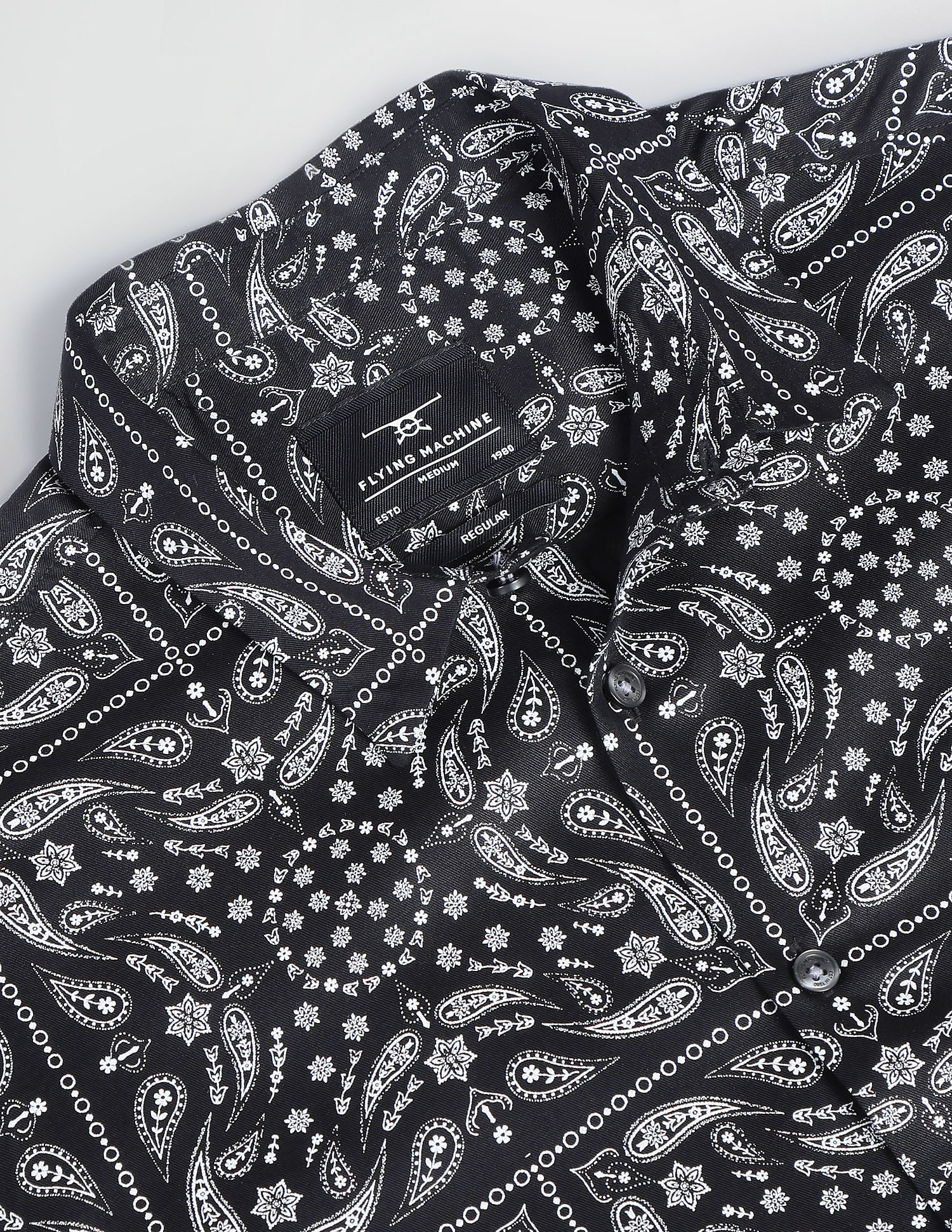 Flying Machine Short Sleeve Paisley Print Shirt