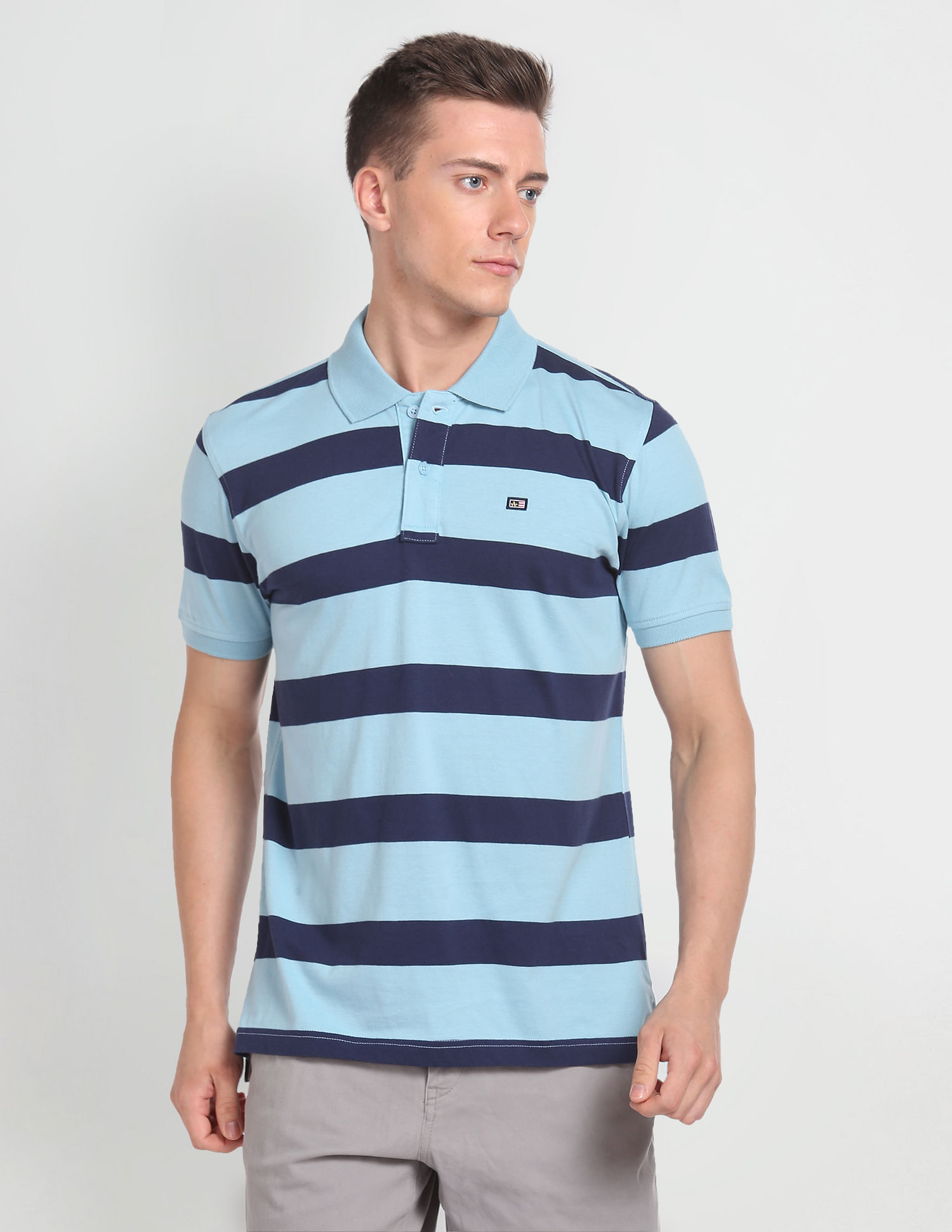 Arrow Sports Horizontal Stripe Cotton Polo Shirt