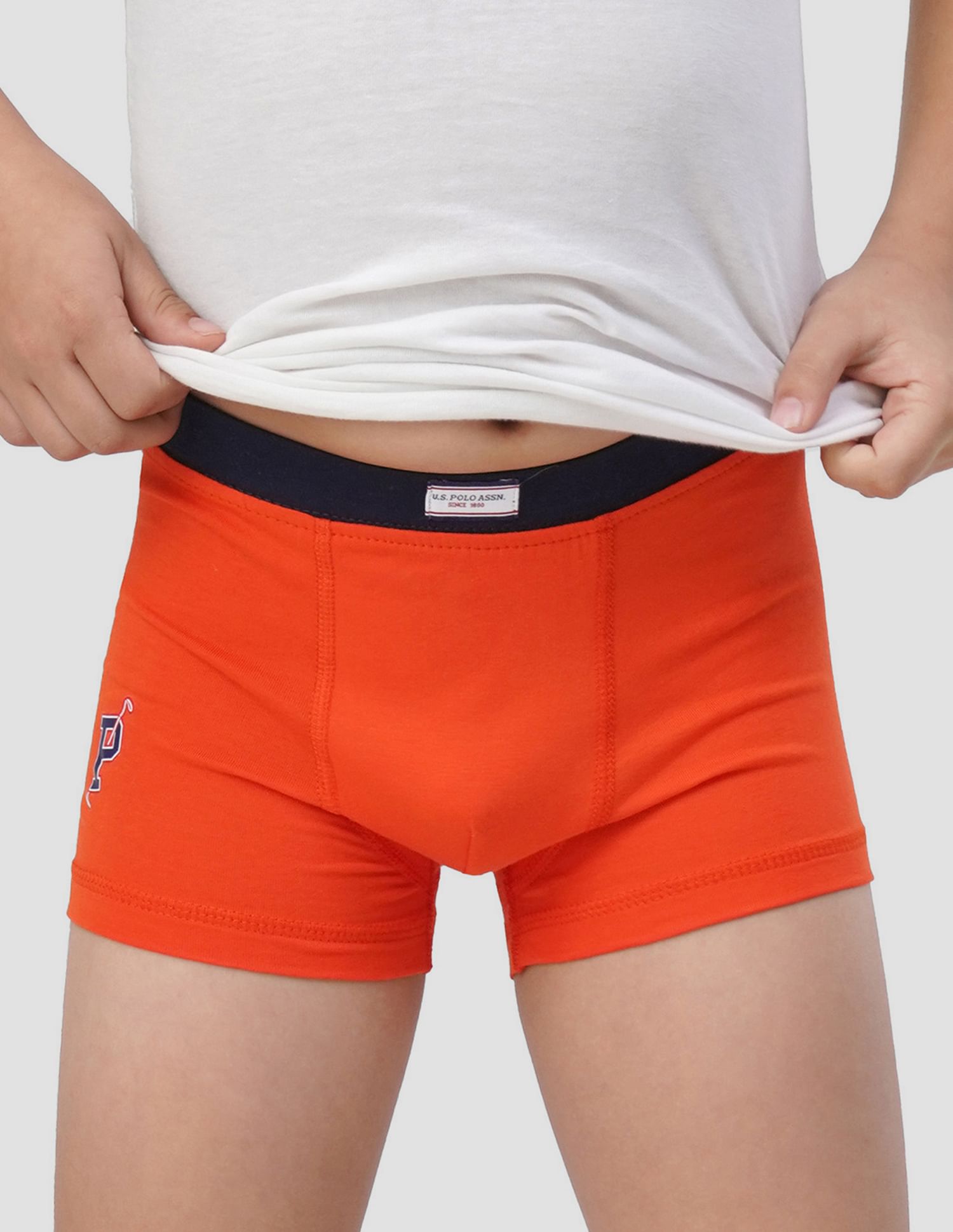 USPA Innerwear Boys Solid Cotton Spandex IKTA Trunks - Pack Of 2