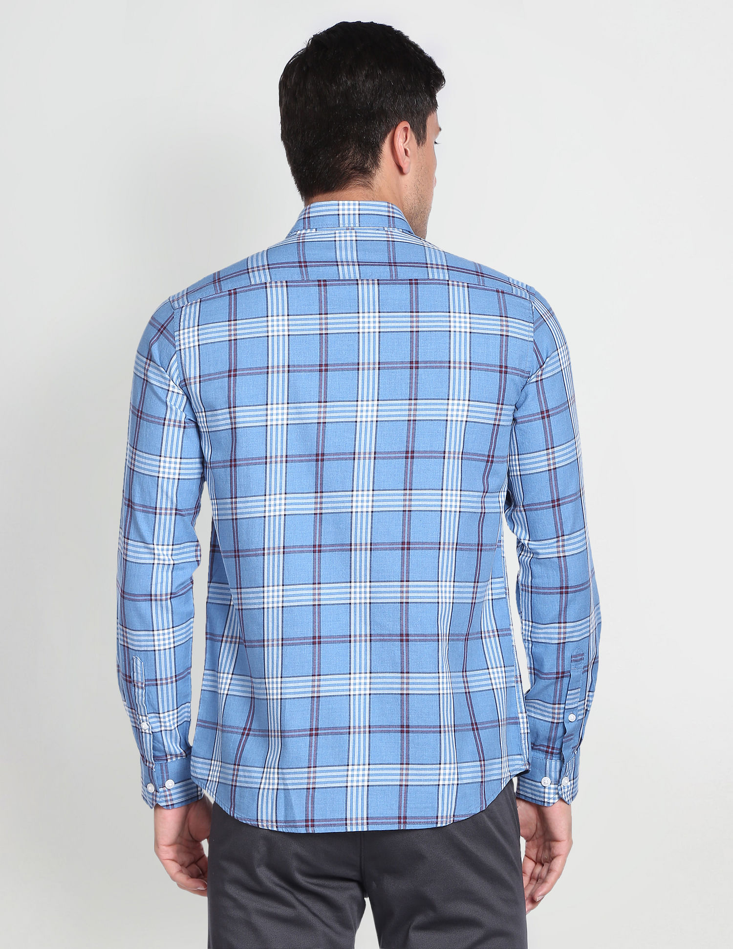 Arrow Sports Tartan Check Manhattan Slim Shirt