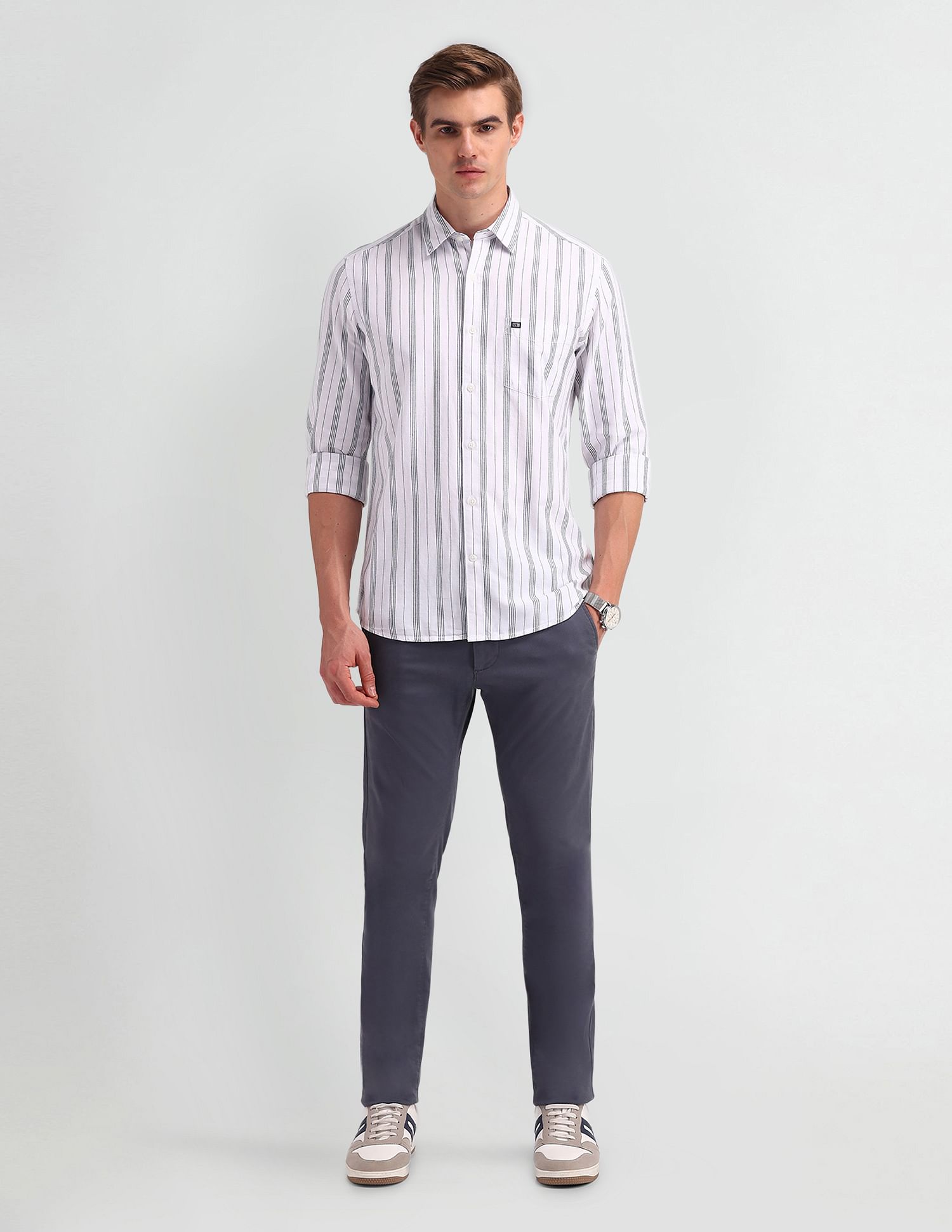 Arrow Sport Oxford Vertical Striped Shirt