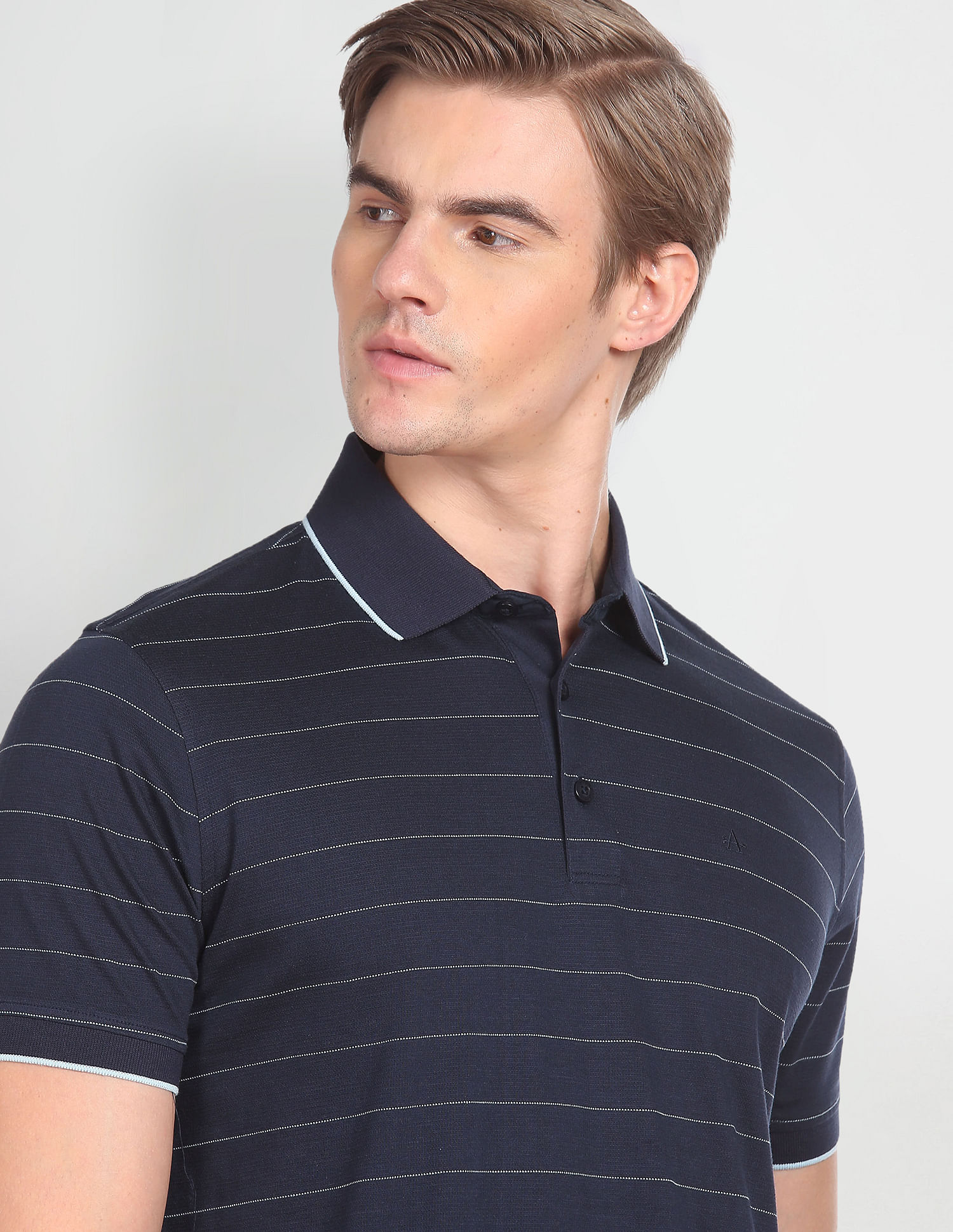 Arrow Horizontal Stripe Cotton Polo Shirt