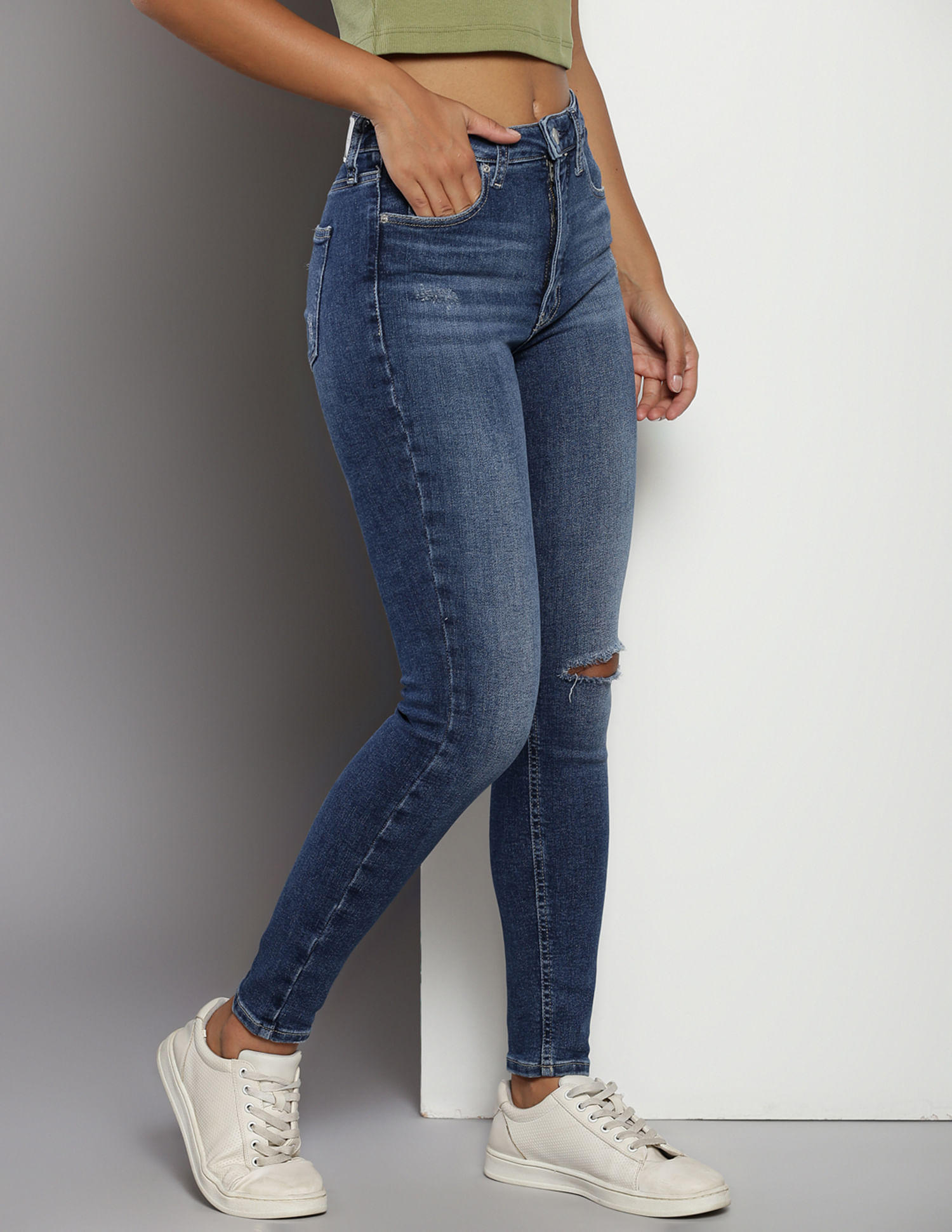 Buy Calvin Klein Jeans High Rise Distressed Skinny Jeans