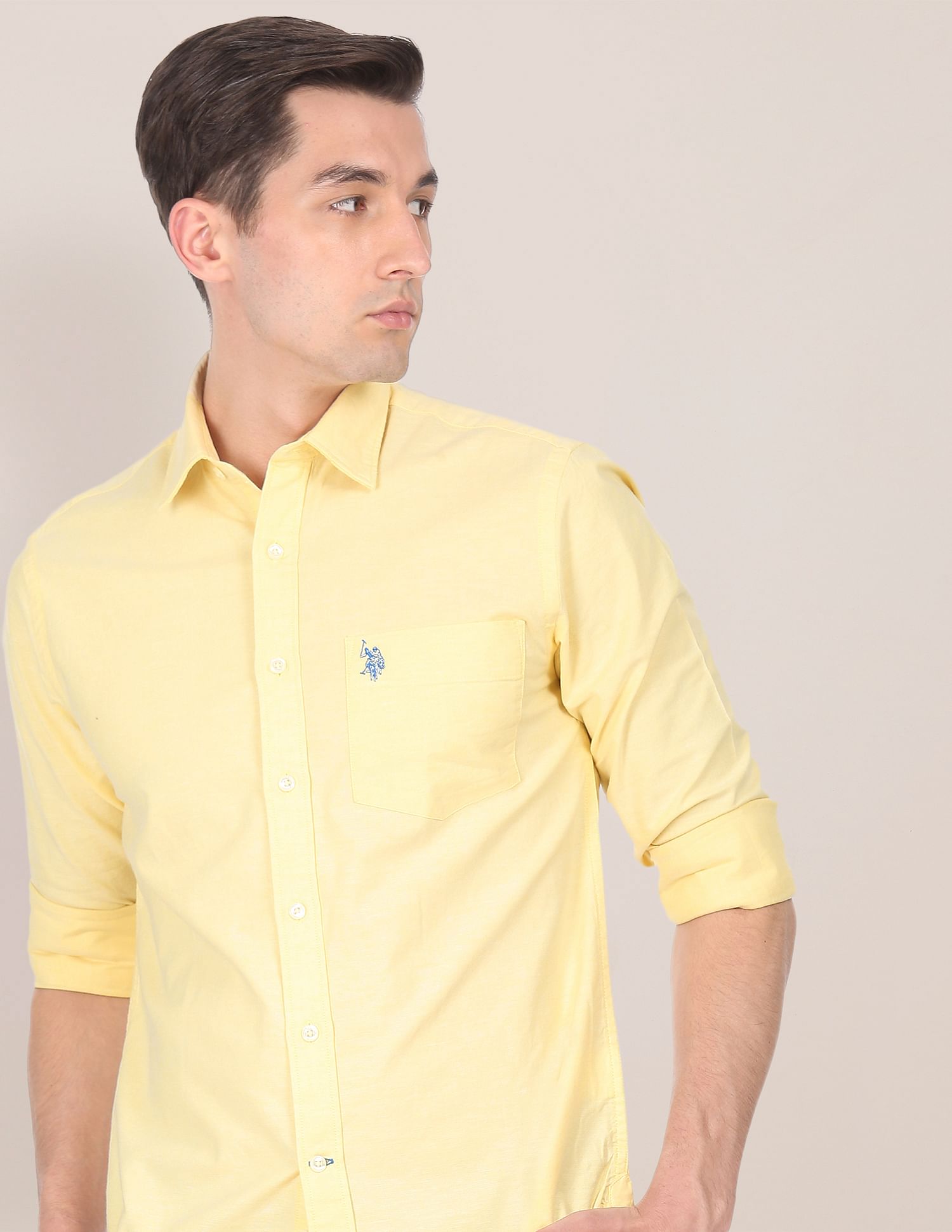 U.S. Polo Assn. Spread Collar Solid Casual Shirt