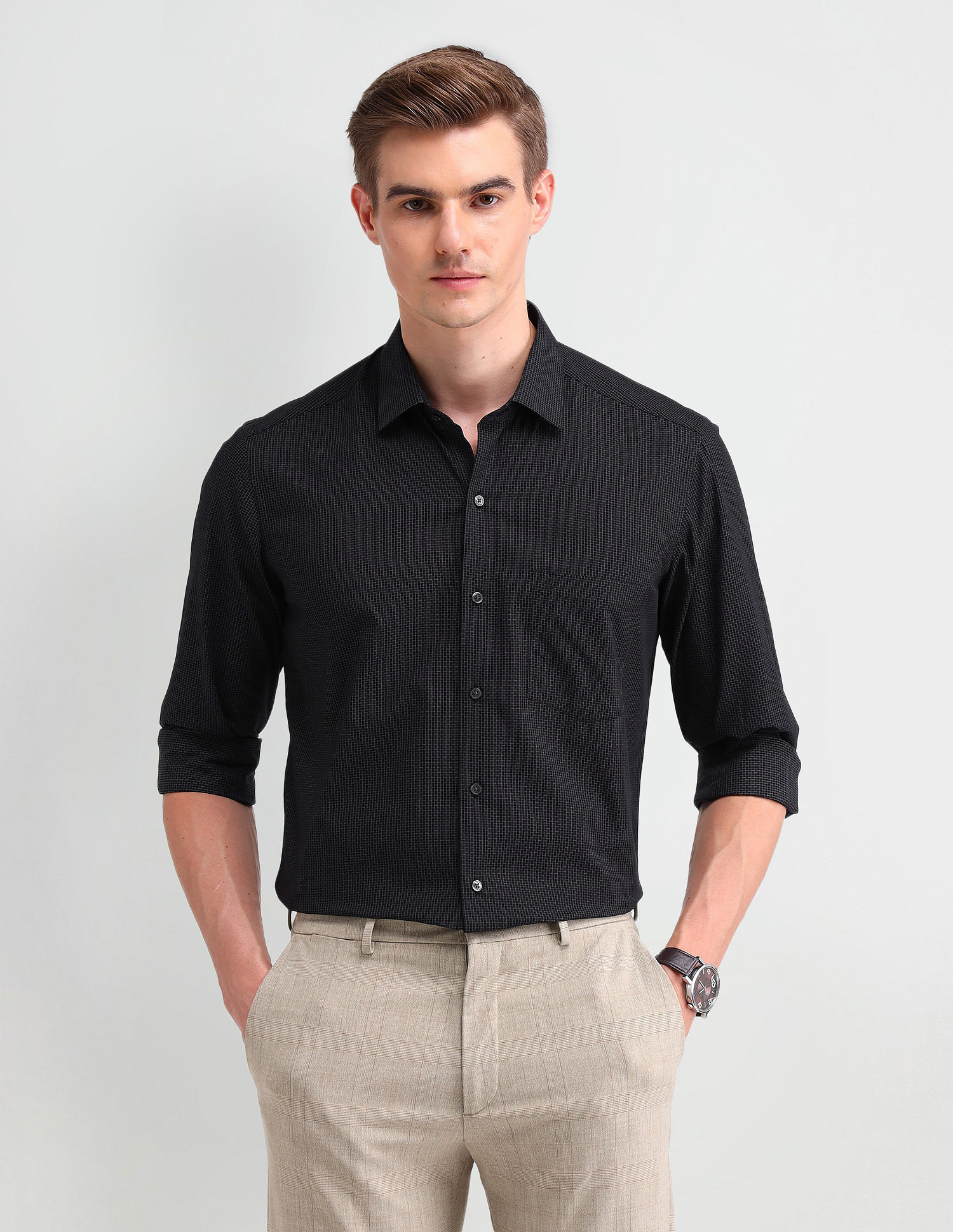 Arrow Brooklyn Fit Windowpane Checked Shirt