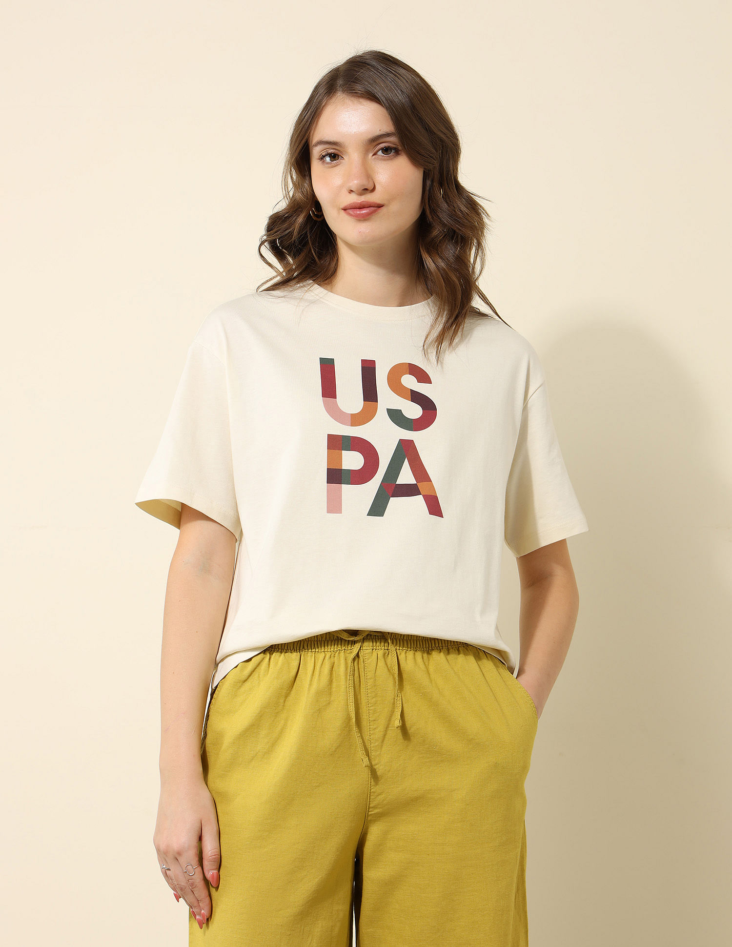 U.S. Polo Assn. Women Boyfriend Fit Brand Printed T-Shirt