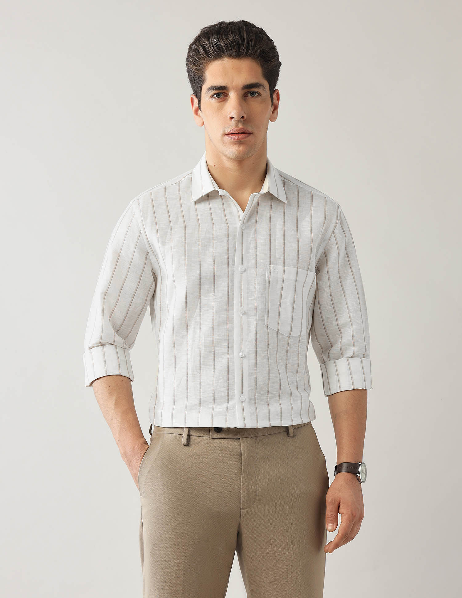 Arrow Vertical Striped Liberty Classic Fit Shirt
