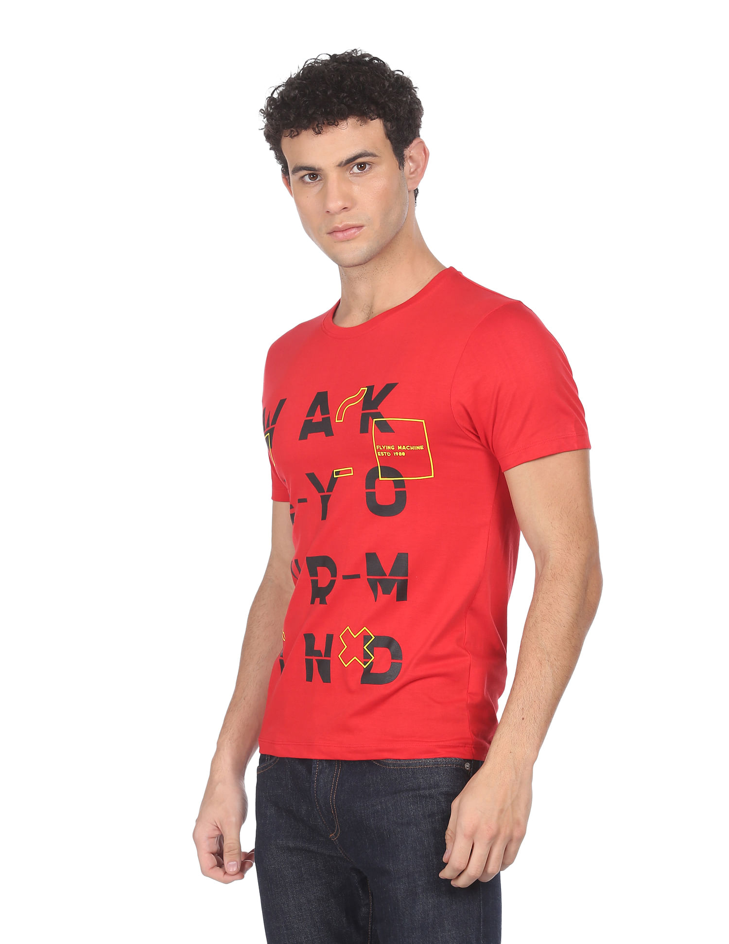 Flying Machine Cotton Graphic Print T-Shirt