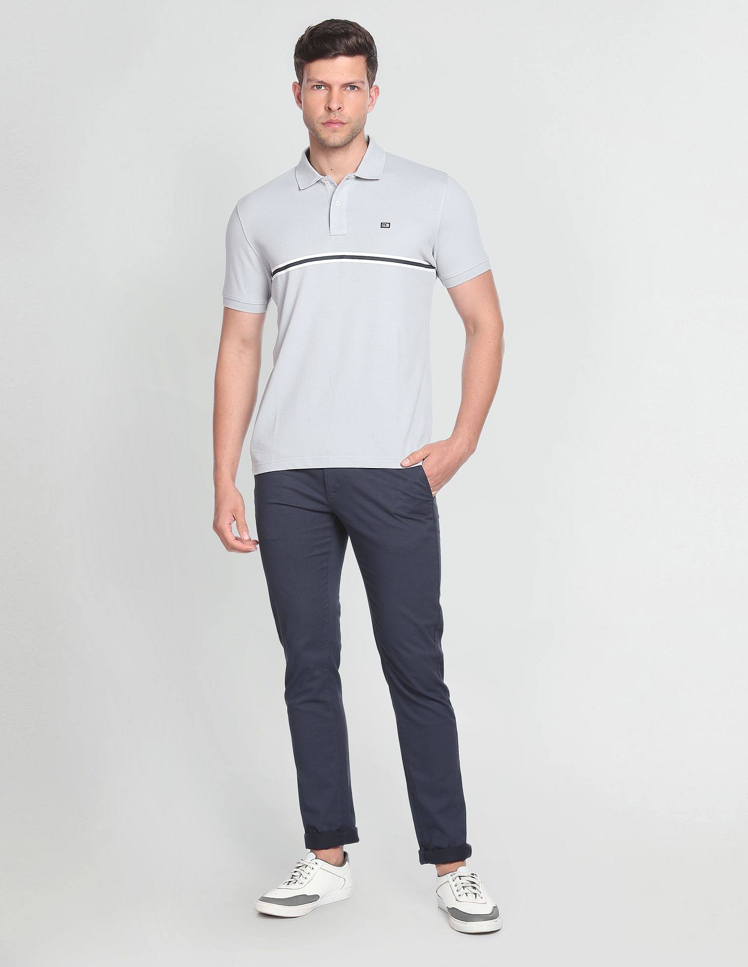 Arrow Sports Engineered Stripe Cotton Polo Shirt