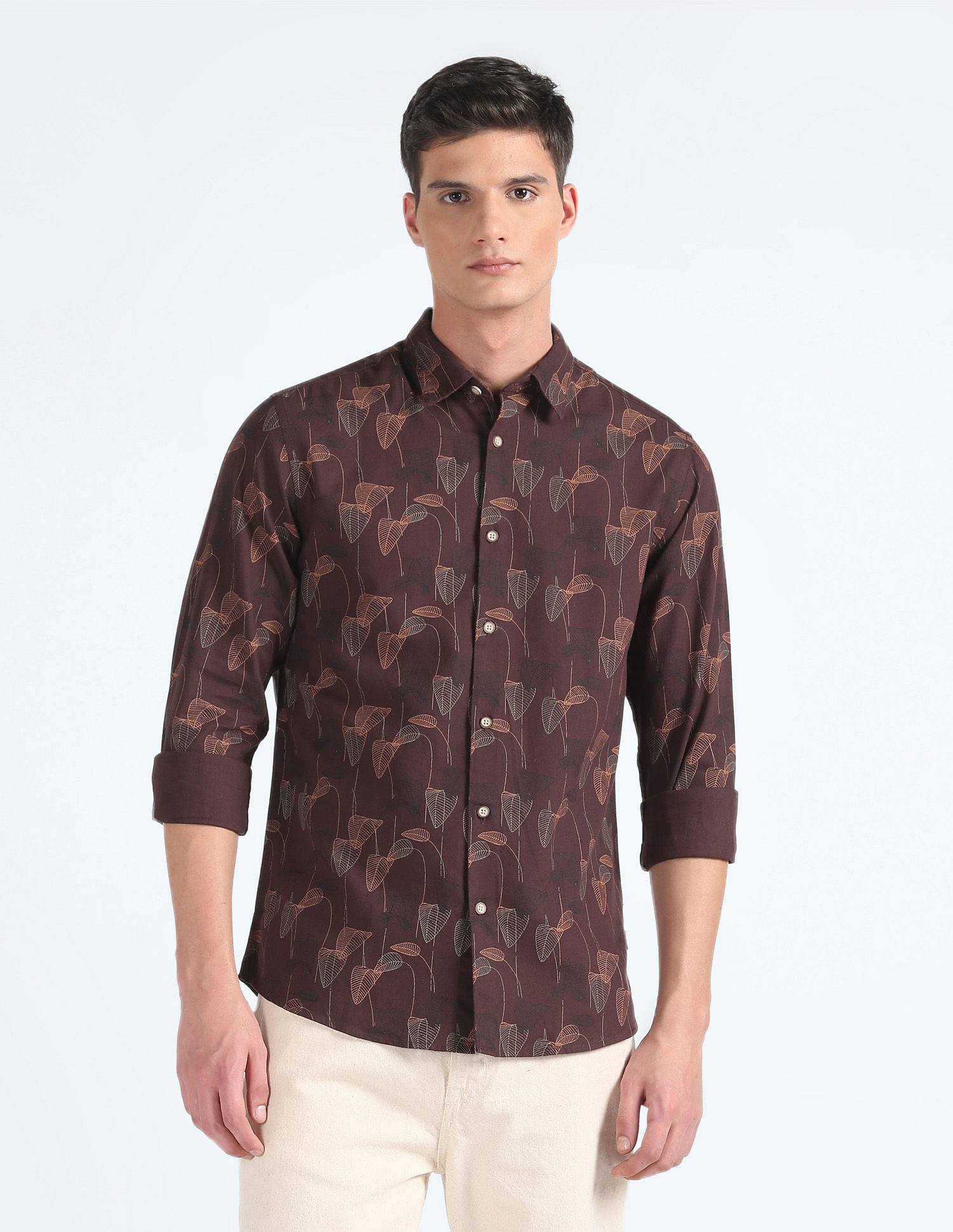 Flying Machine Tropical Print Cotton Shirt