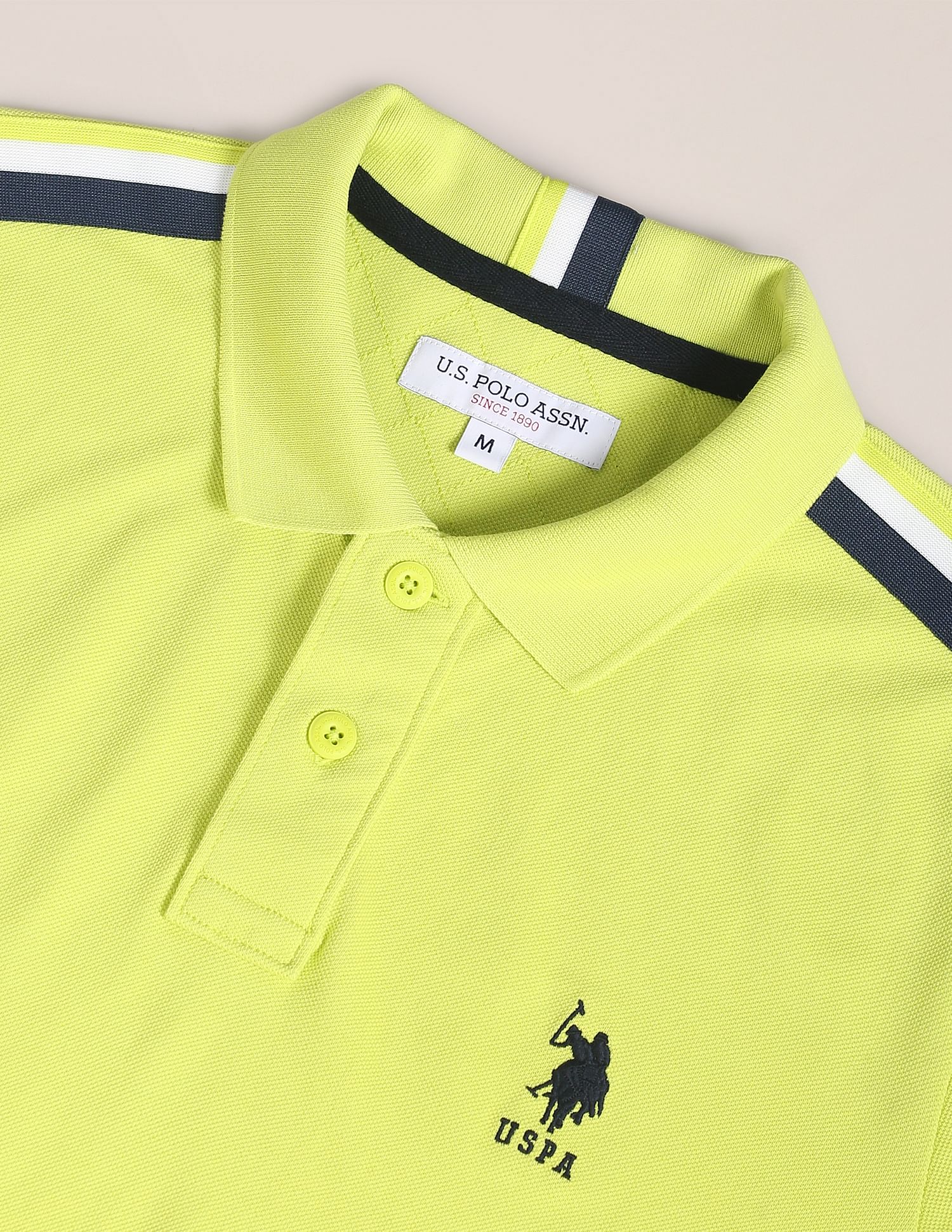 U.S. Polo Assn. Striped Tape Solid Pure Cotton Polo Shirt