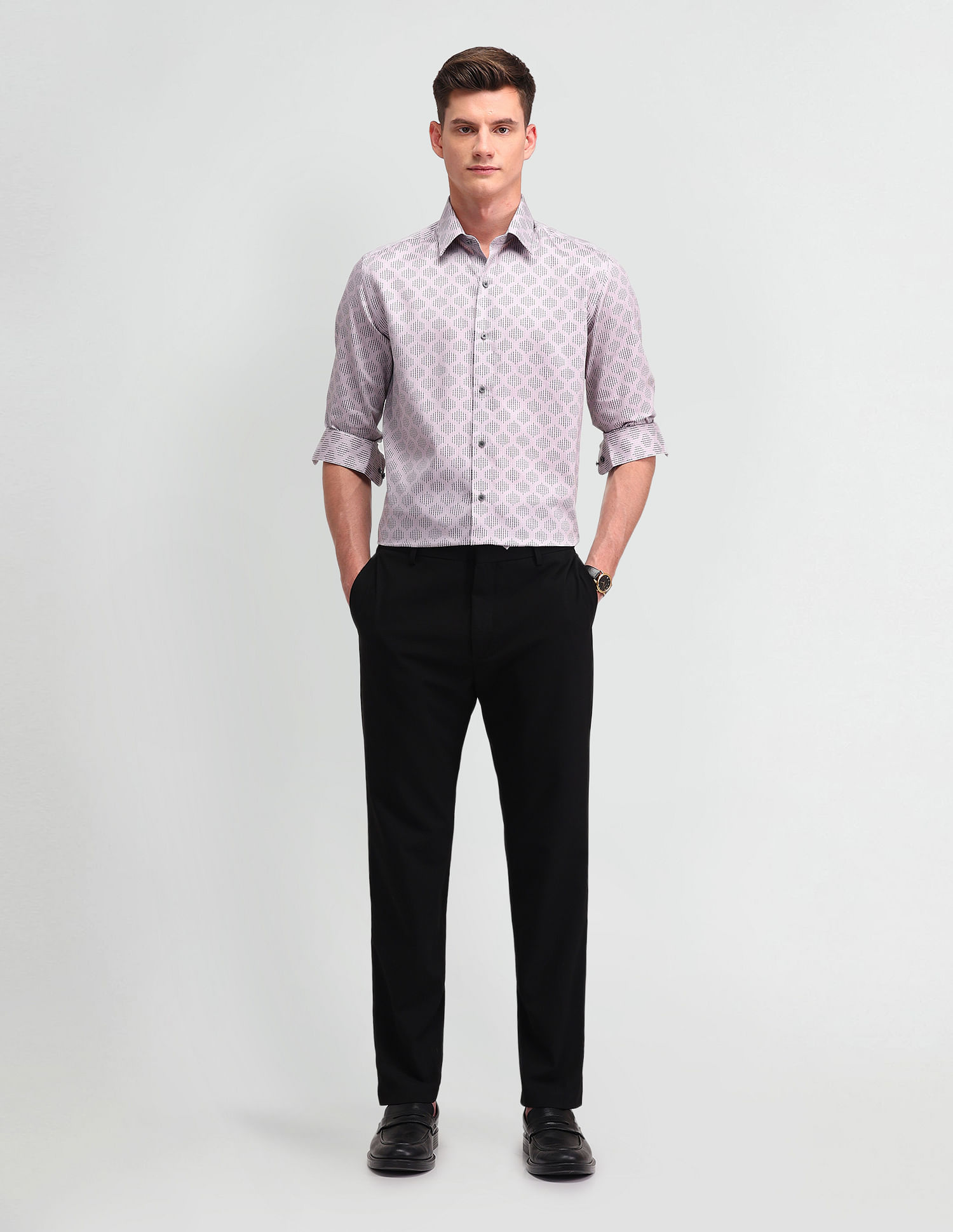 Arrow Newyork Geometric Printed Manhattan Slim Fit Shirt