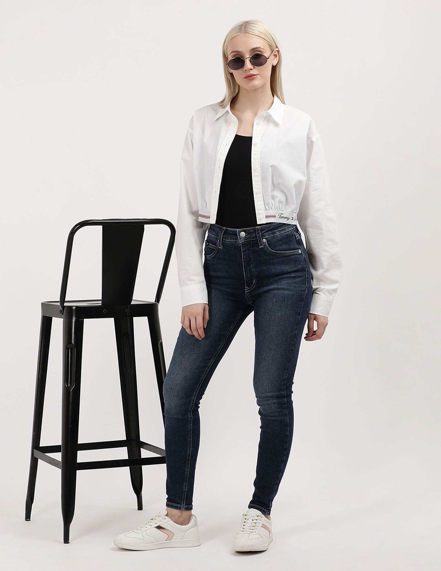 Tommy Hilfiger Crop Logo Taping Cotton Shirt