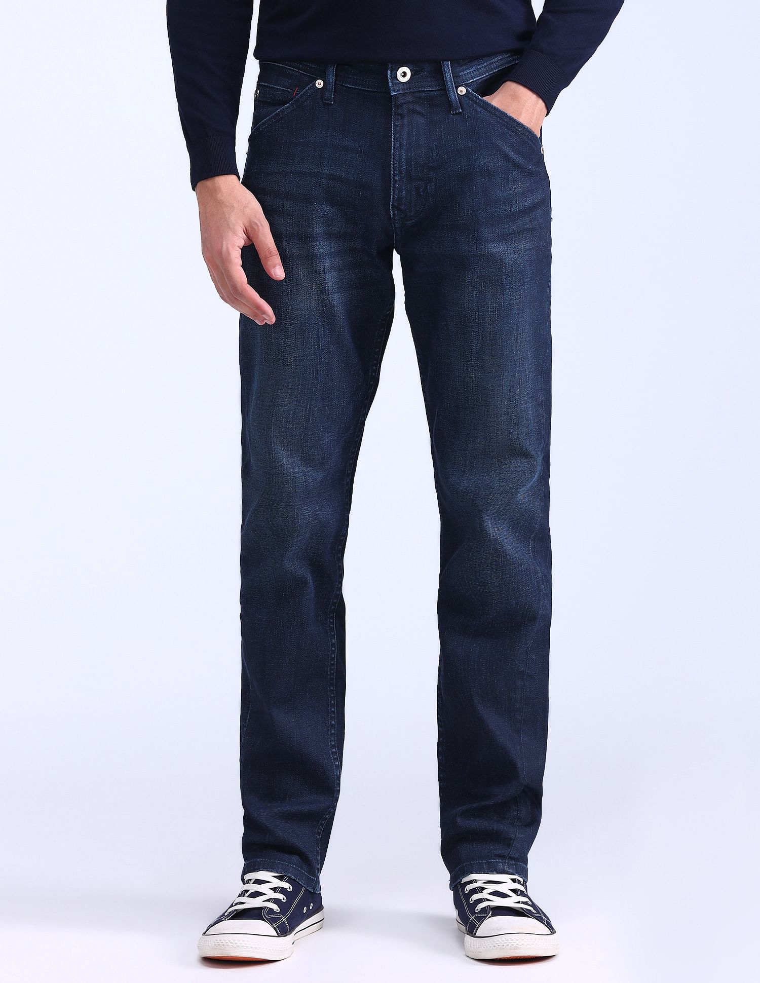 Flying Machine Slash Slim Tapered Fit Jeans