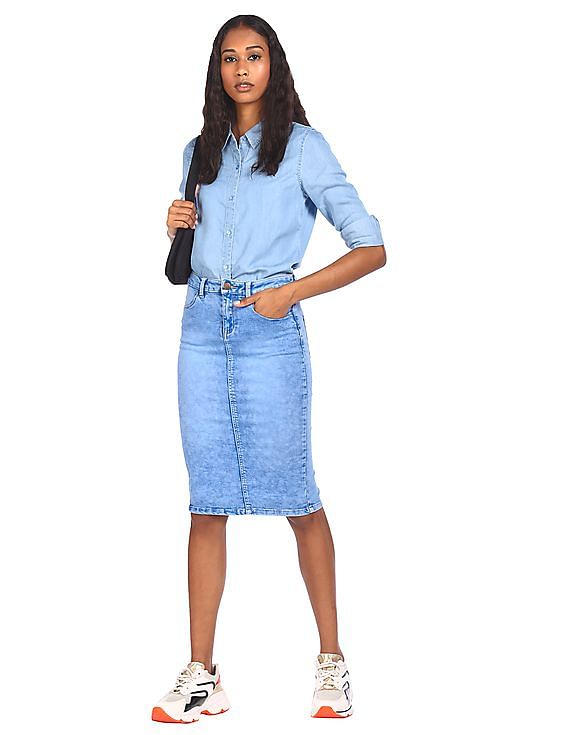 Torrid Denim Chambray Shirt Womens Size 3 Blue Long Sleeve Button Up | eBay