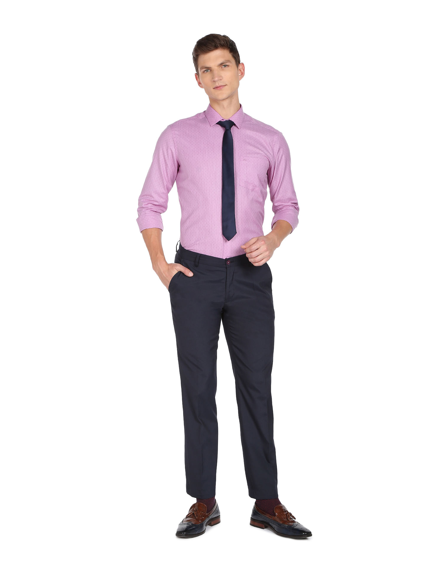 Men's Shirt Striped Pink - Sanjay Textile Store - Blue Plum