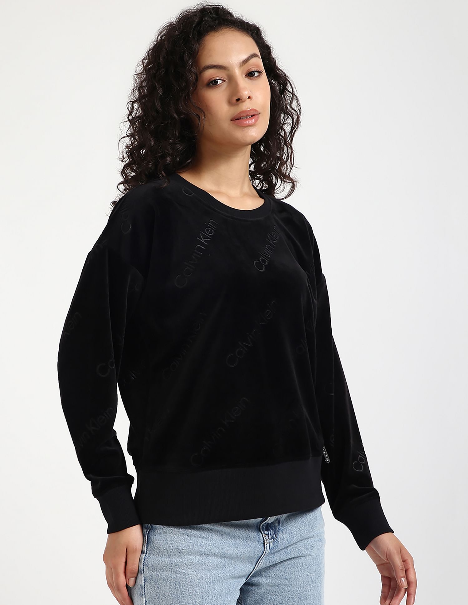 Calvin Klein Monogram Print Crew Neck Sweatshirt