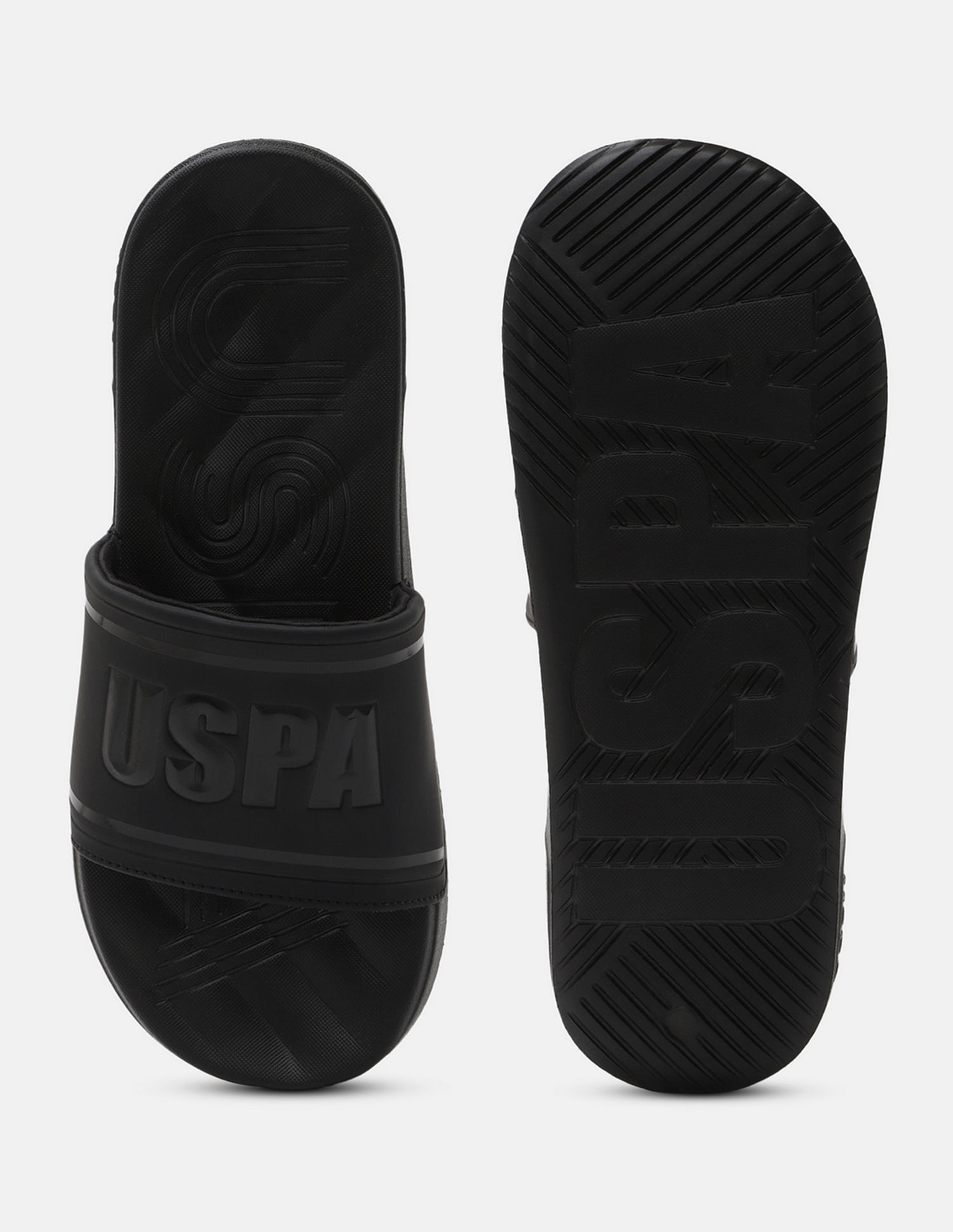 U.S. Polo Assn. Men Brand Embossed Deja Blk Slippers