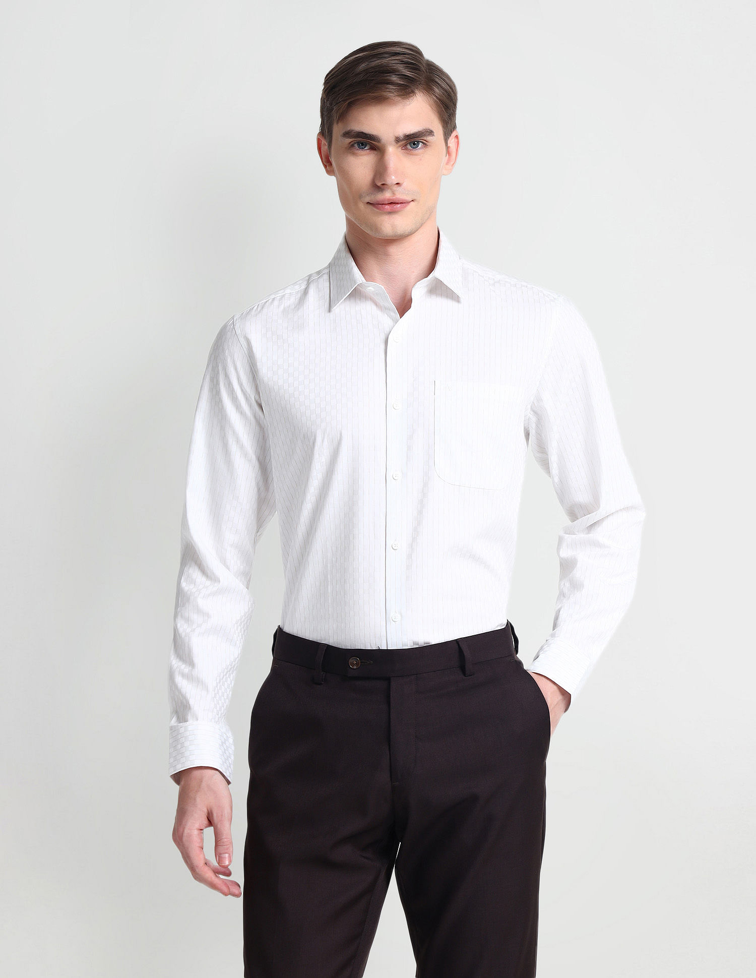 Arrow Vertical Stripe Tencel Shirt