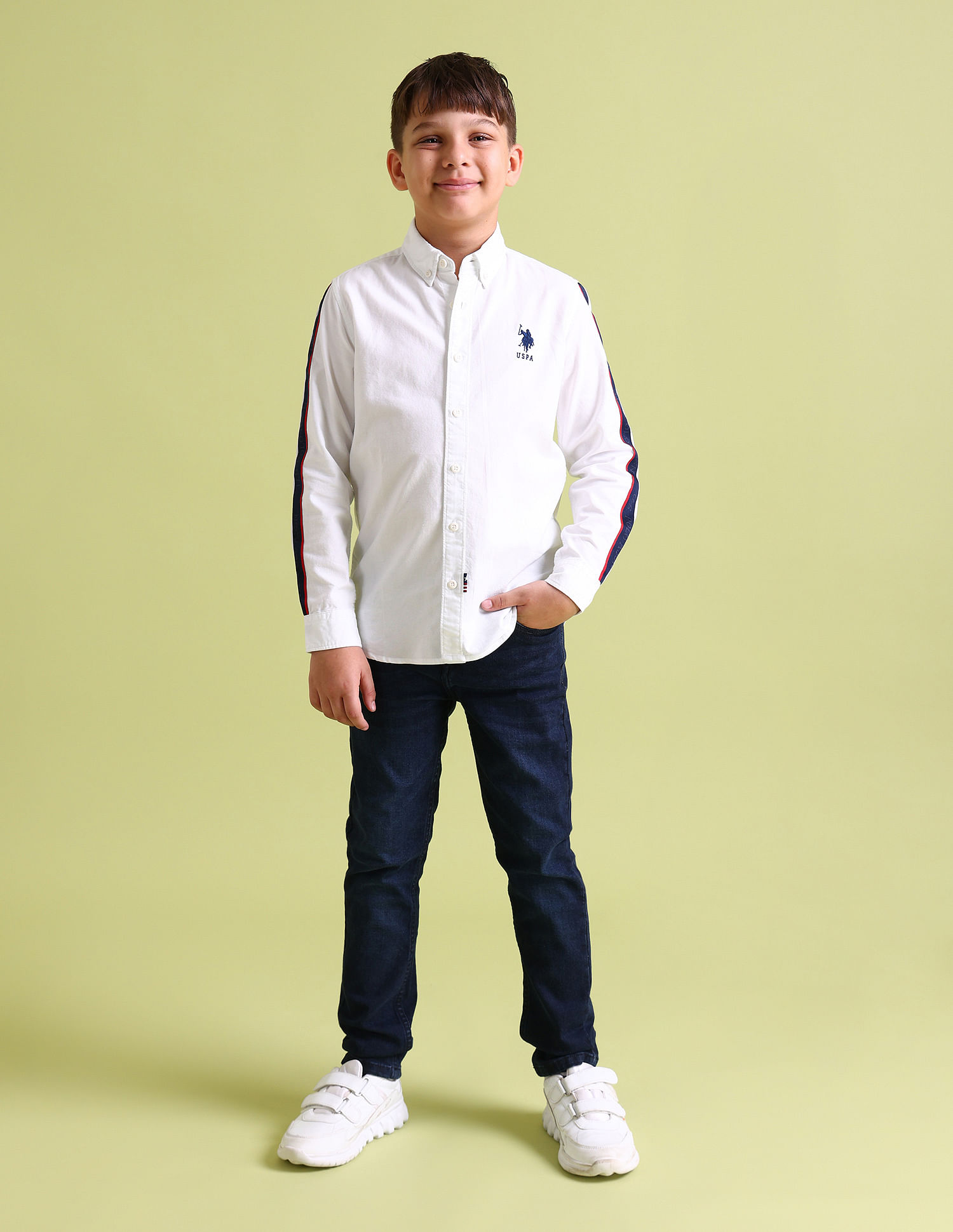 U.S. Polo Assn. Kids Boys Brand Tape Solid Shirt