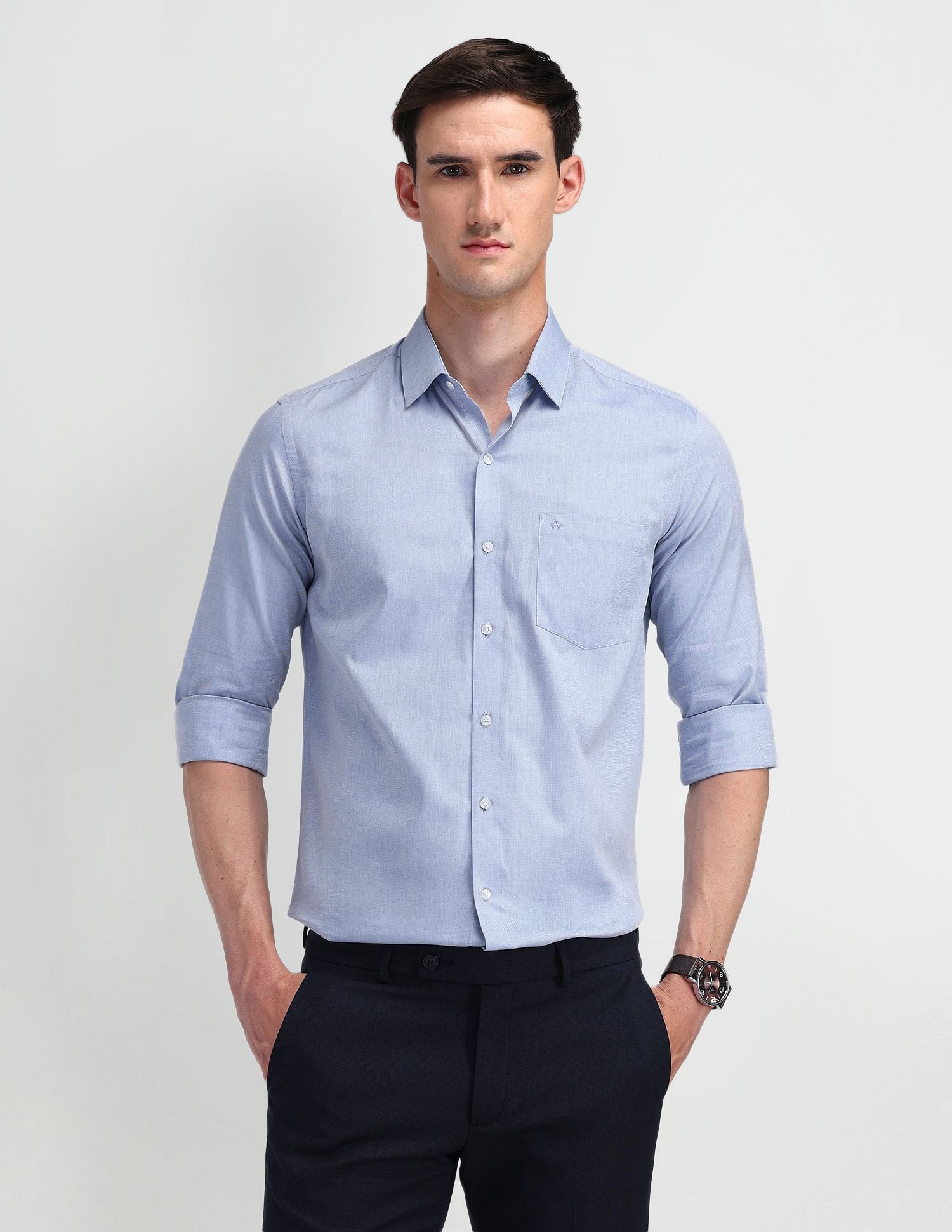Arrow Solid Manhattan Slim Fit Shirt