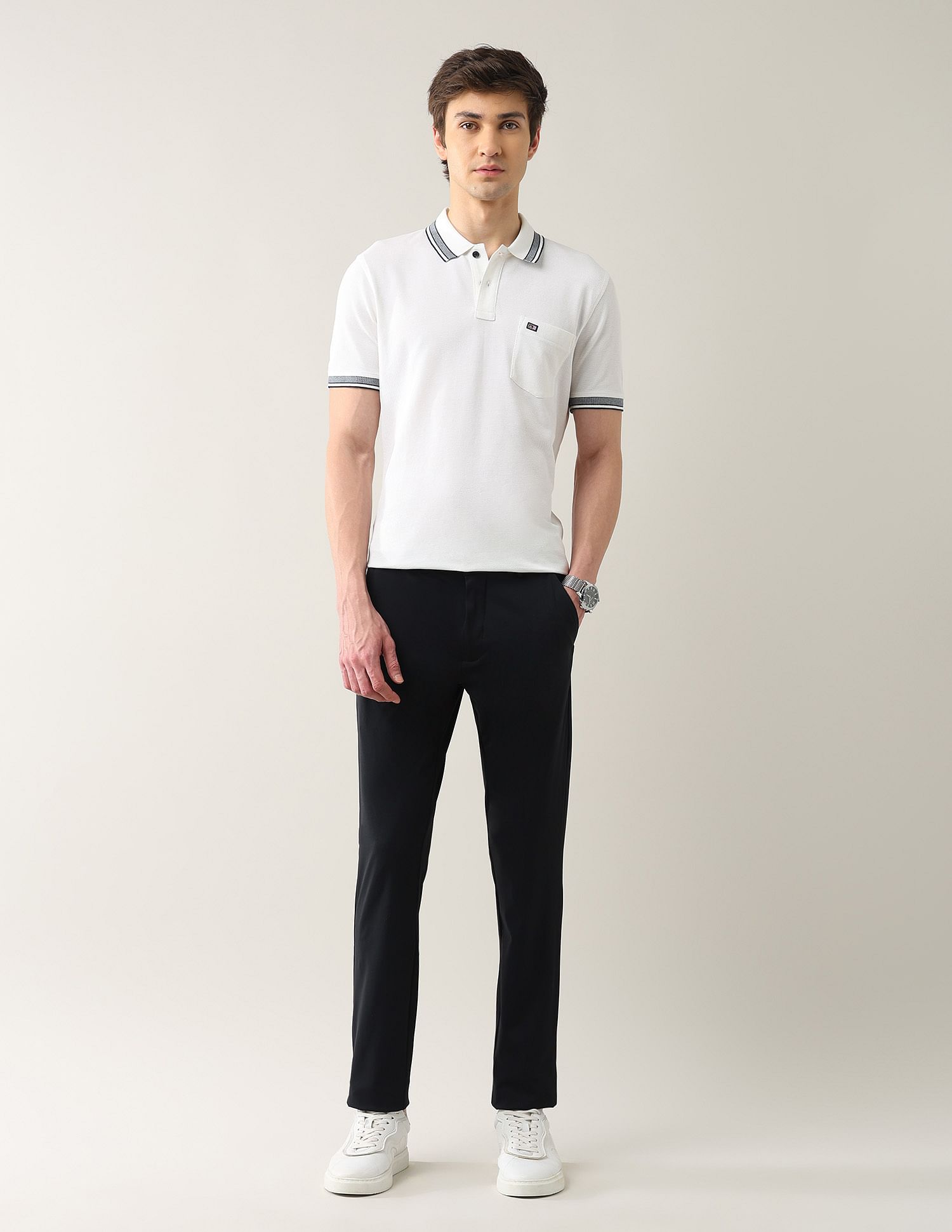 Arrow Sport Solid Pure Cotton 4 In 1 Rugby Polo Shirt