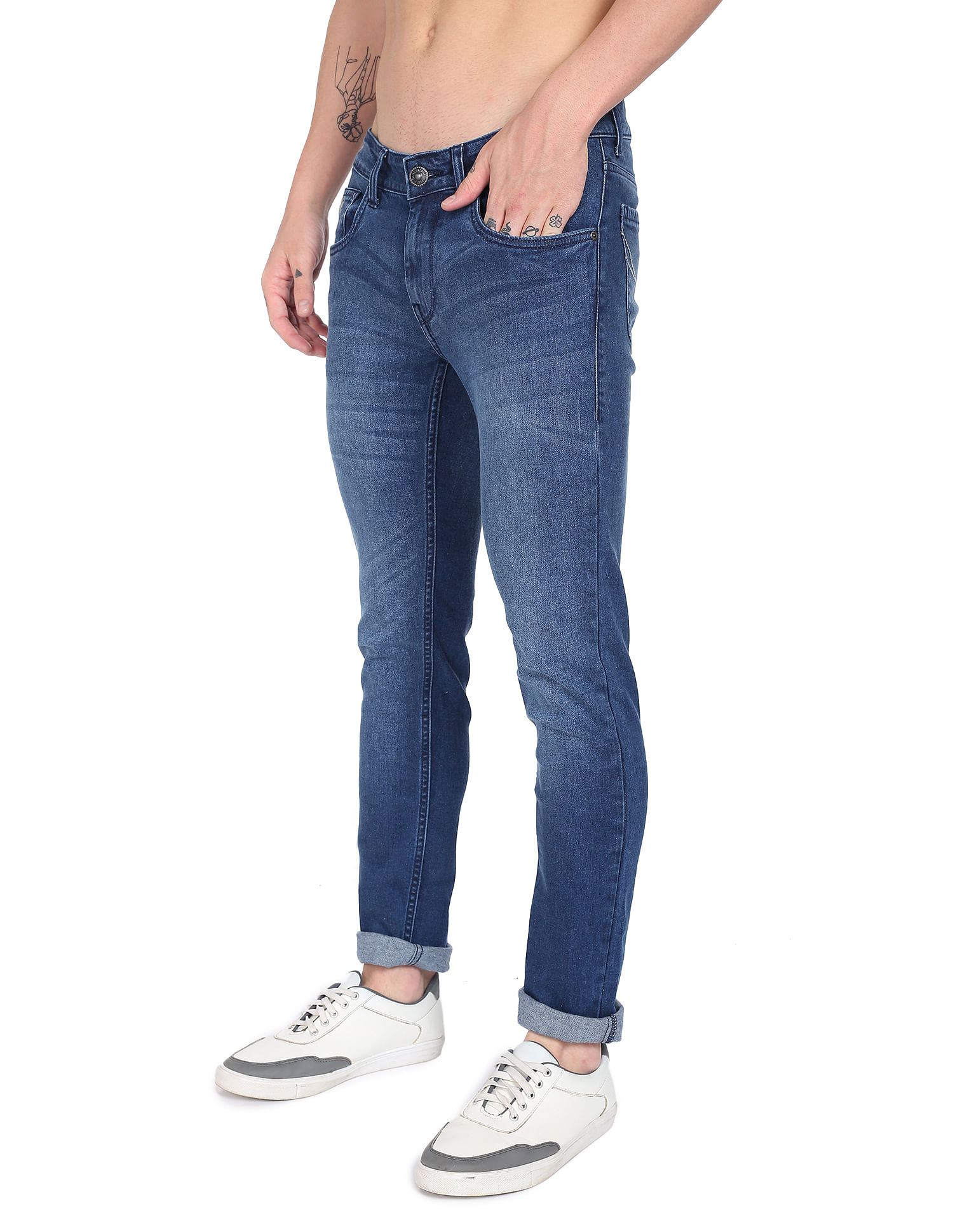 Flying Machine Mid Rise Stone Wash Jeans