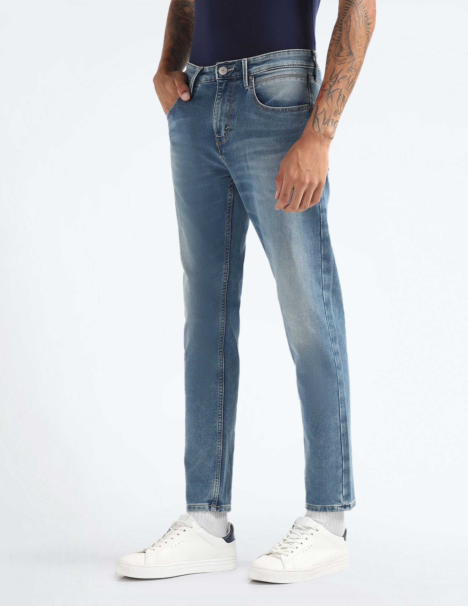 Flying Machine Slash Slim Tapered Stone Wash Jeans