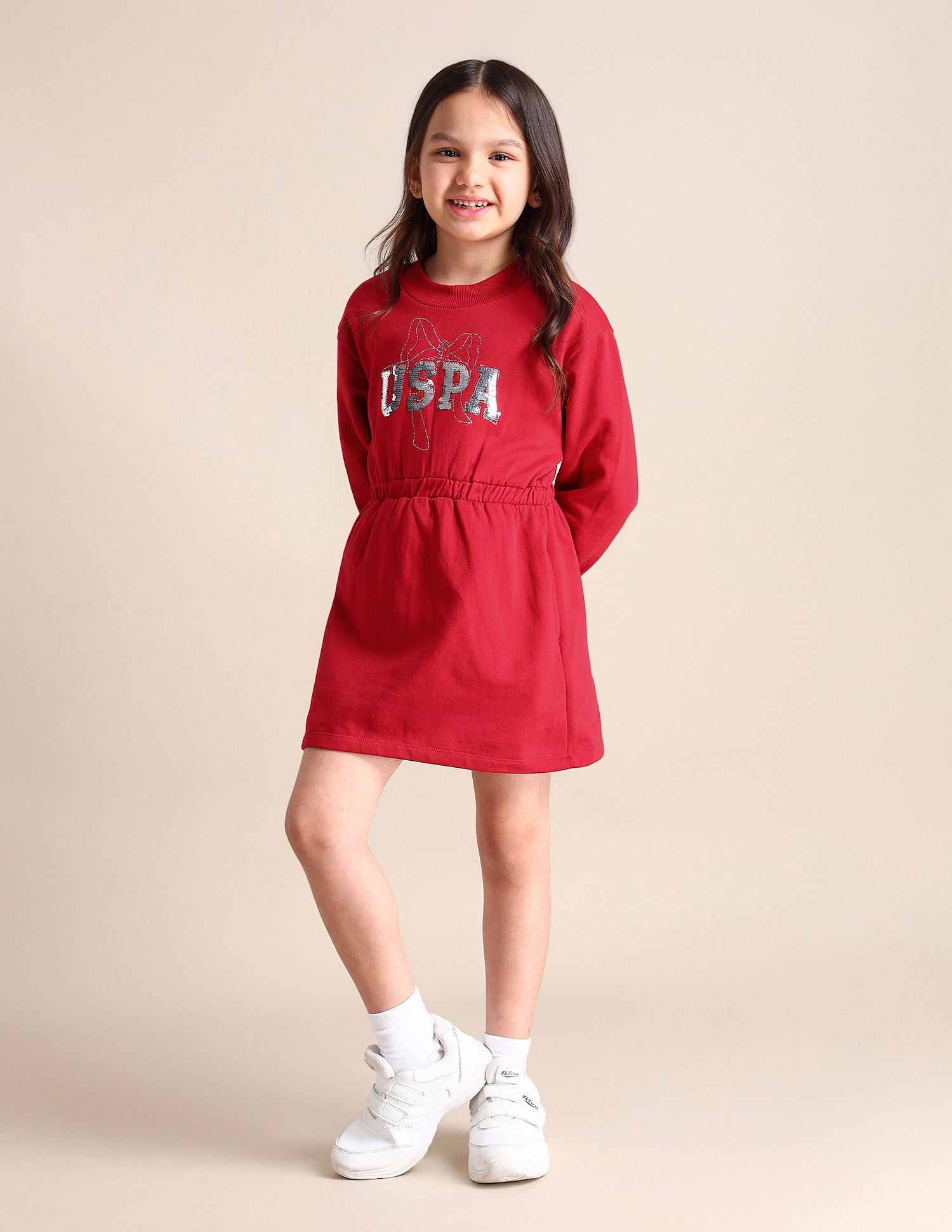 U.S. Polo Assn. Kids Girls Cotton A-line Dress