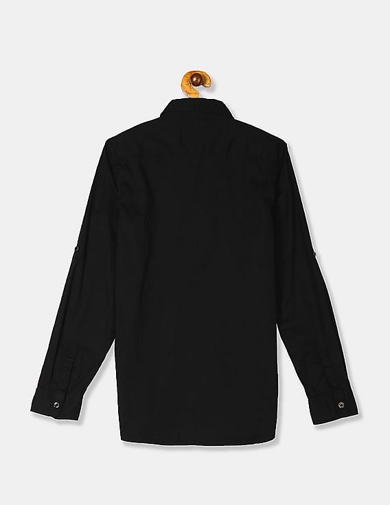 U.S. Polo Assn. Kids Boys Spread Collar Solid Shirt