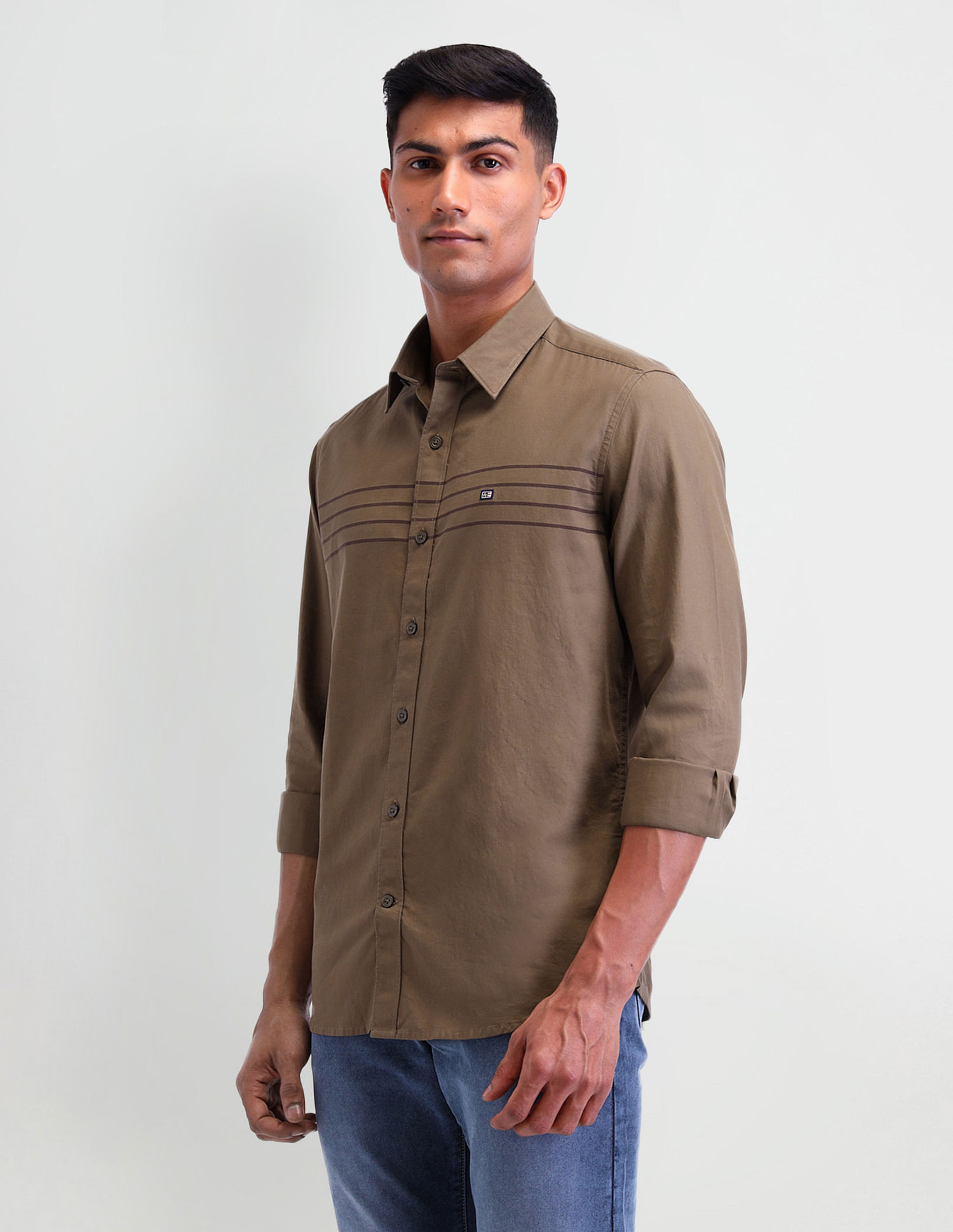 Arrow Sport Horizontal Striped Slim Fit Shirt