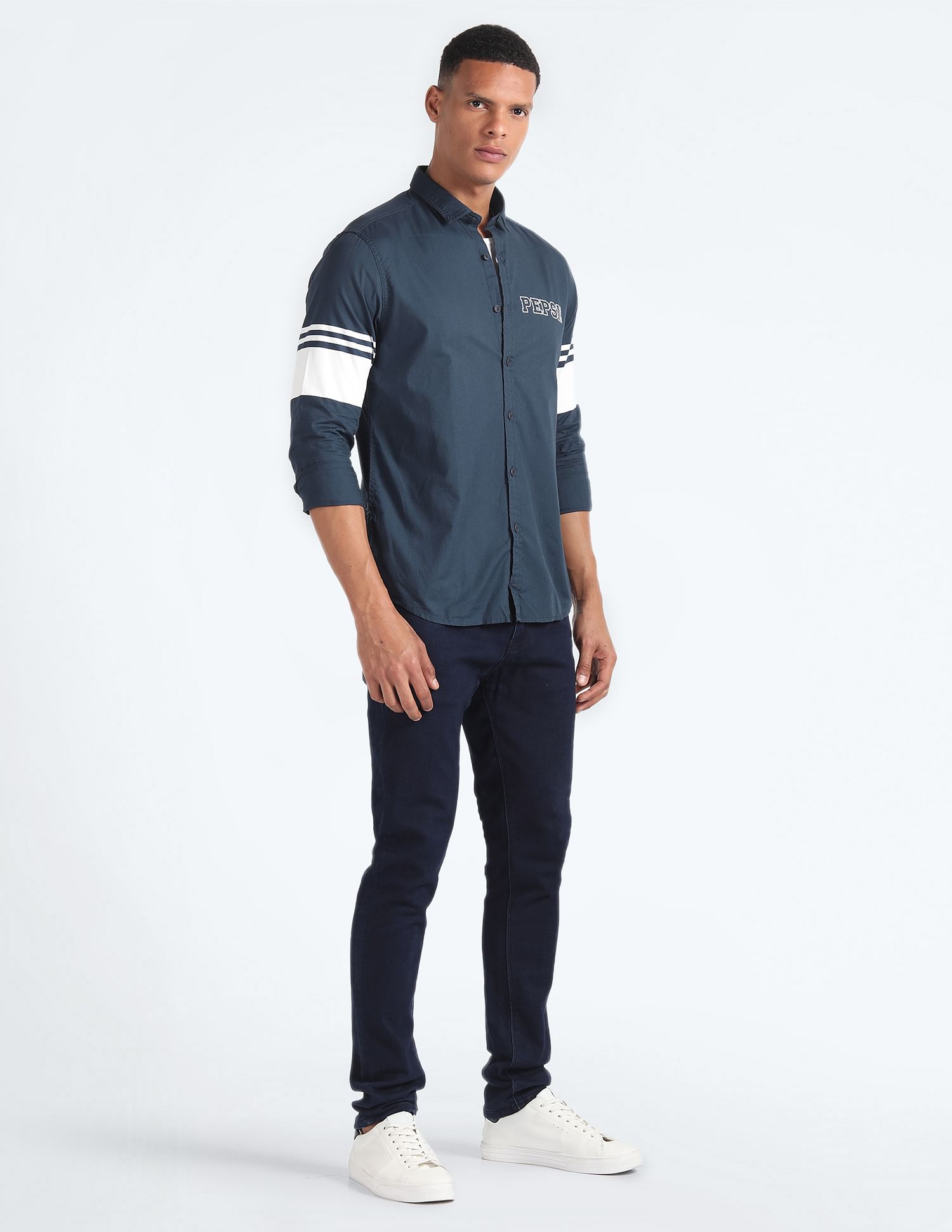 Flying Machine Colour Block Cotton Shirt