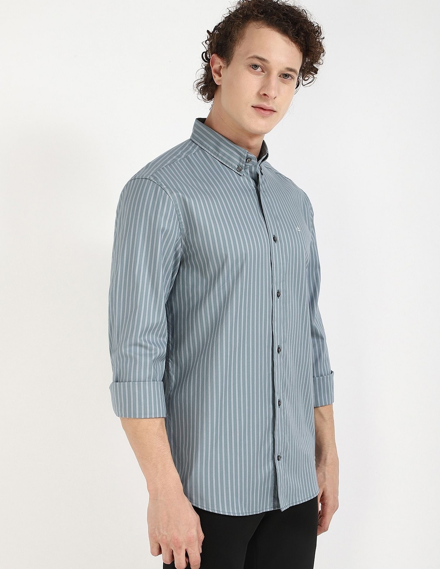 Calvin Klein Jeans Striped Regular-Fit Oxford Woven Shirt
