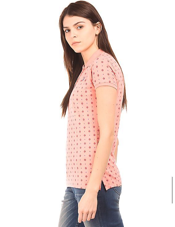 U.S. Polo Assn. Women Regular Fit Printed Polo Shirt