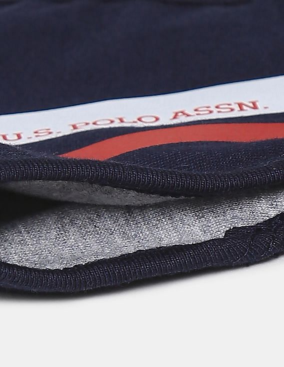 U.S. Polo Assn. Unisex Adults Navy Triple Layer Washable Anti Bacterial Striped Face Masks - Pack Of 3