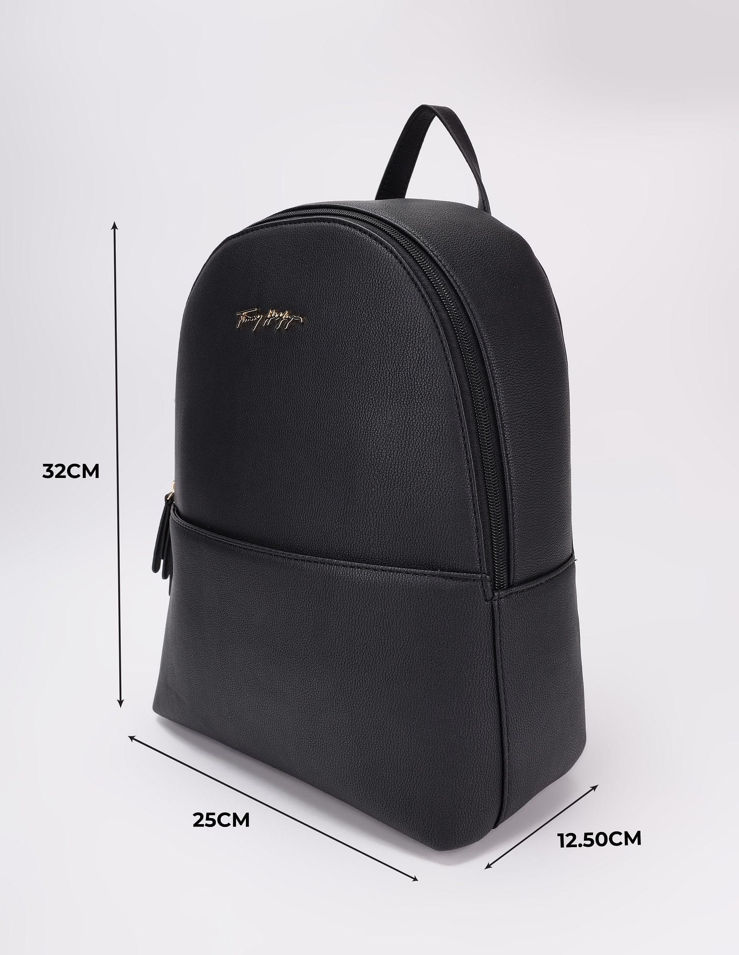 Tommy Hilfiger Solid Black Pu Backpack