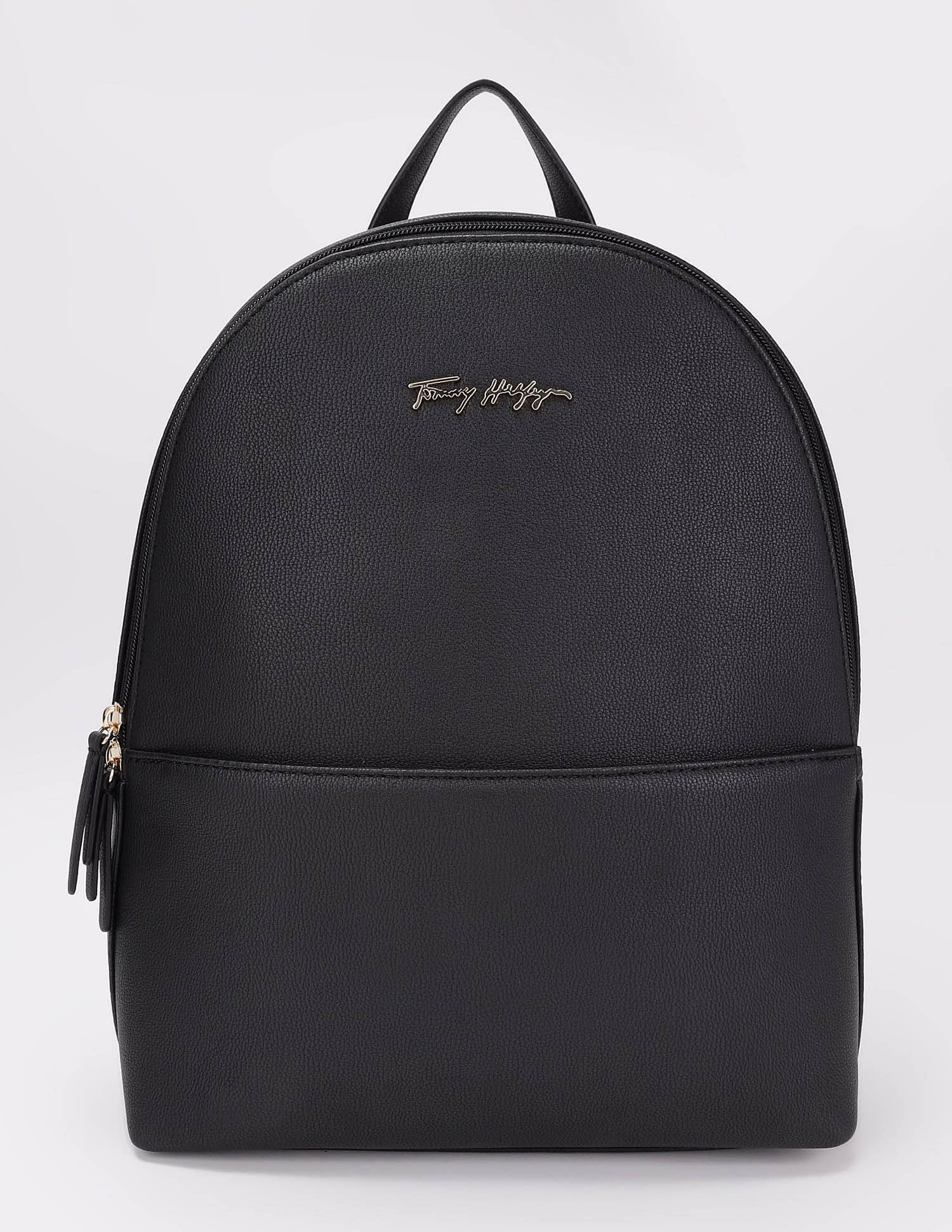 Tommy Hilfiger Solid Black Pu Backpack