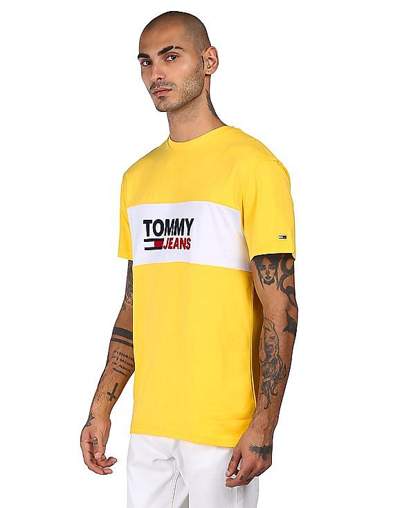 Buy Tommy Hilfiger Men Yellow Pieced Band Logo T Shirt NNNOW