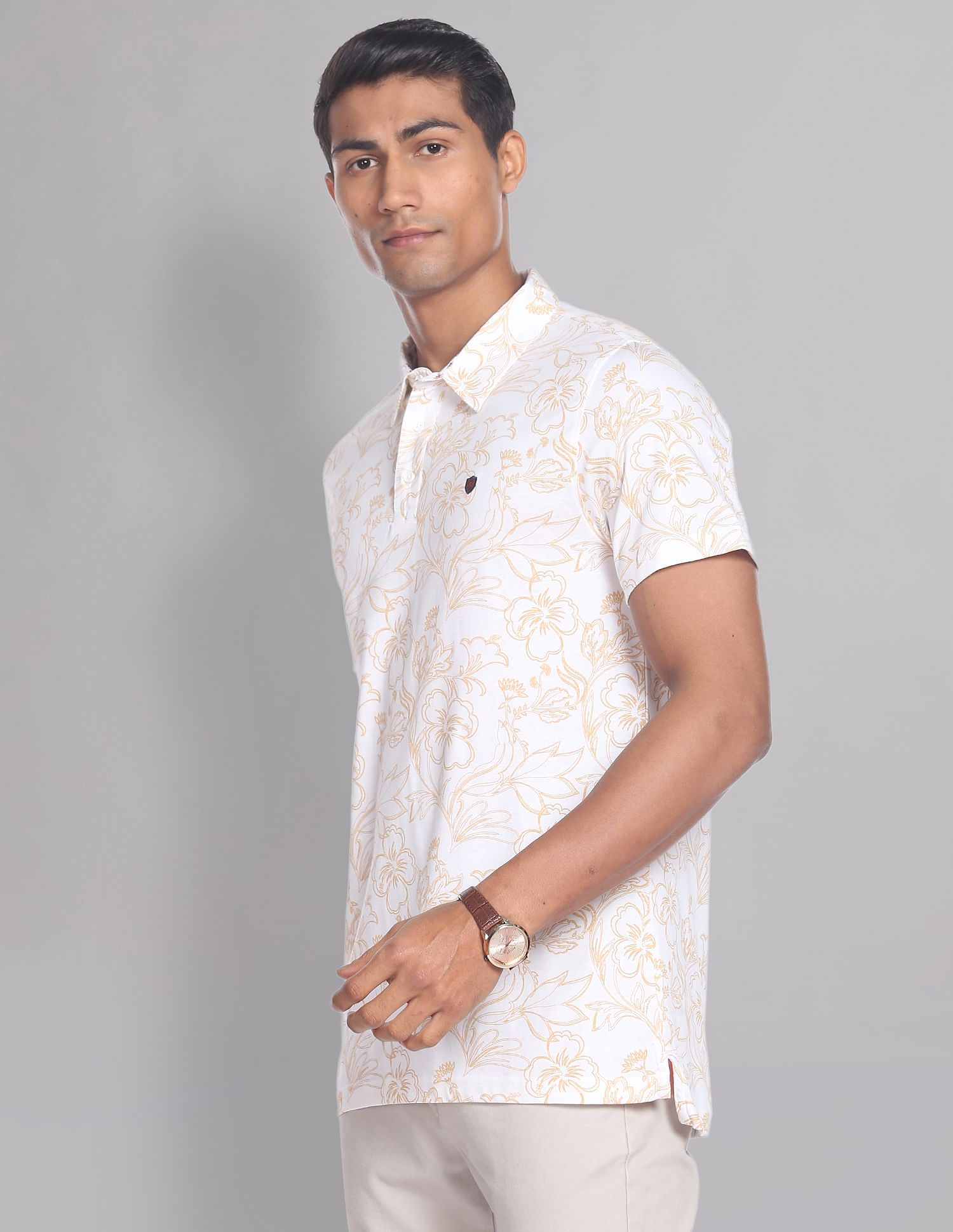 AD by Arvind Floral Print COOL-IT Real Deal Polo Shirt